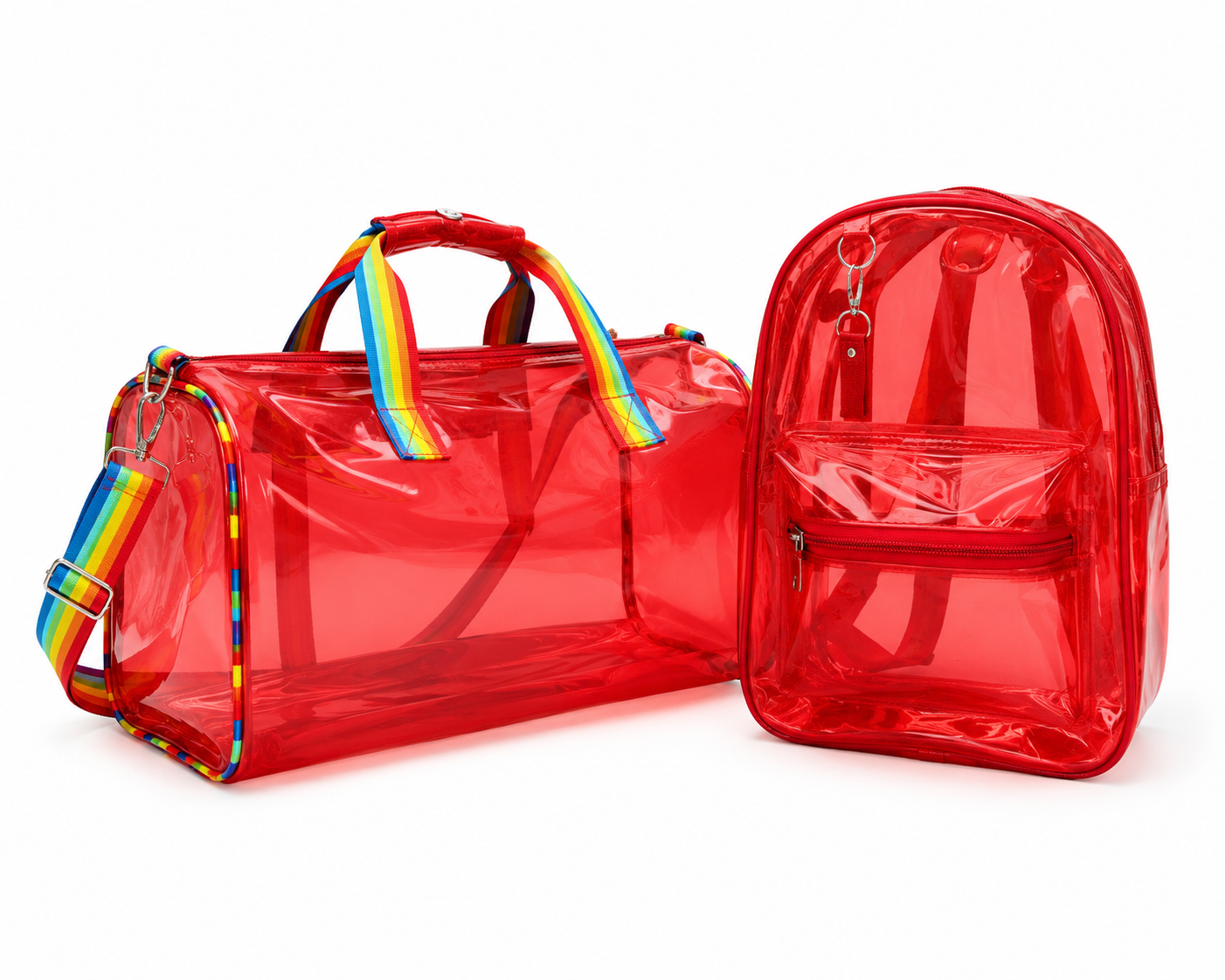 Echo Boomers Transparent PVC Duffle Bag & Backpack Combo | Water-Resistant Travel, Gym, Beach, Swimming & Sports Bag Set with Adjustable Shoulder Strap