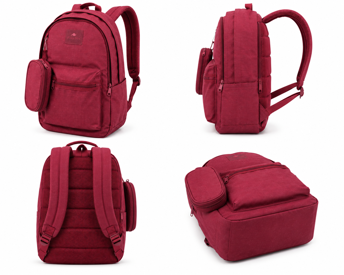 Echo Boomers Glossy Bird Everyday Backpack with Pencil Pouch| Water-Resistant Backpack for School, College, Office & Travel | Lightweight with Multiple Compartments