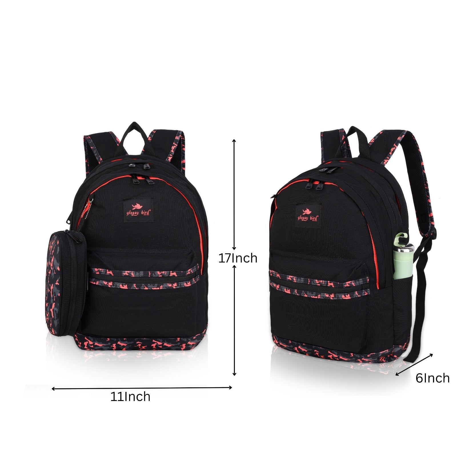 Echo Boomers Glossy Bird Backpack (PURPLE) – Water-Resistant School, Travel & Office Bag for Men & Women with Detachable Pouch, Padded Straps, Multi-Pockets & Reflective Strips