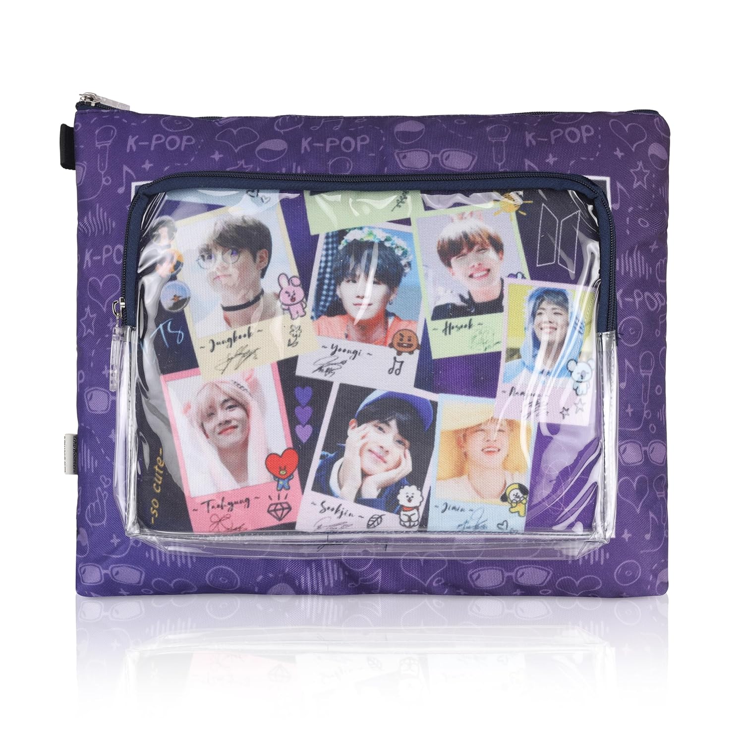 Echo Boomers - Street Racing-Inspired Gadget Organizer Bag | Stylish Multipurpose Sleeve with Transparent Pocket for School, Office & Professionals (Purple K-POP)