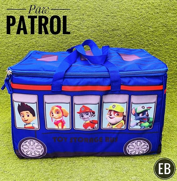 ECHO BOOMERS Paw Patrol Print Toy Storage Box -Foldable Laundry Basket with Lid & Handles | Multipurpose Clothes Storage Basket & Toy Organizer | Durable Laundry Hamper for Clothes & Toys