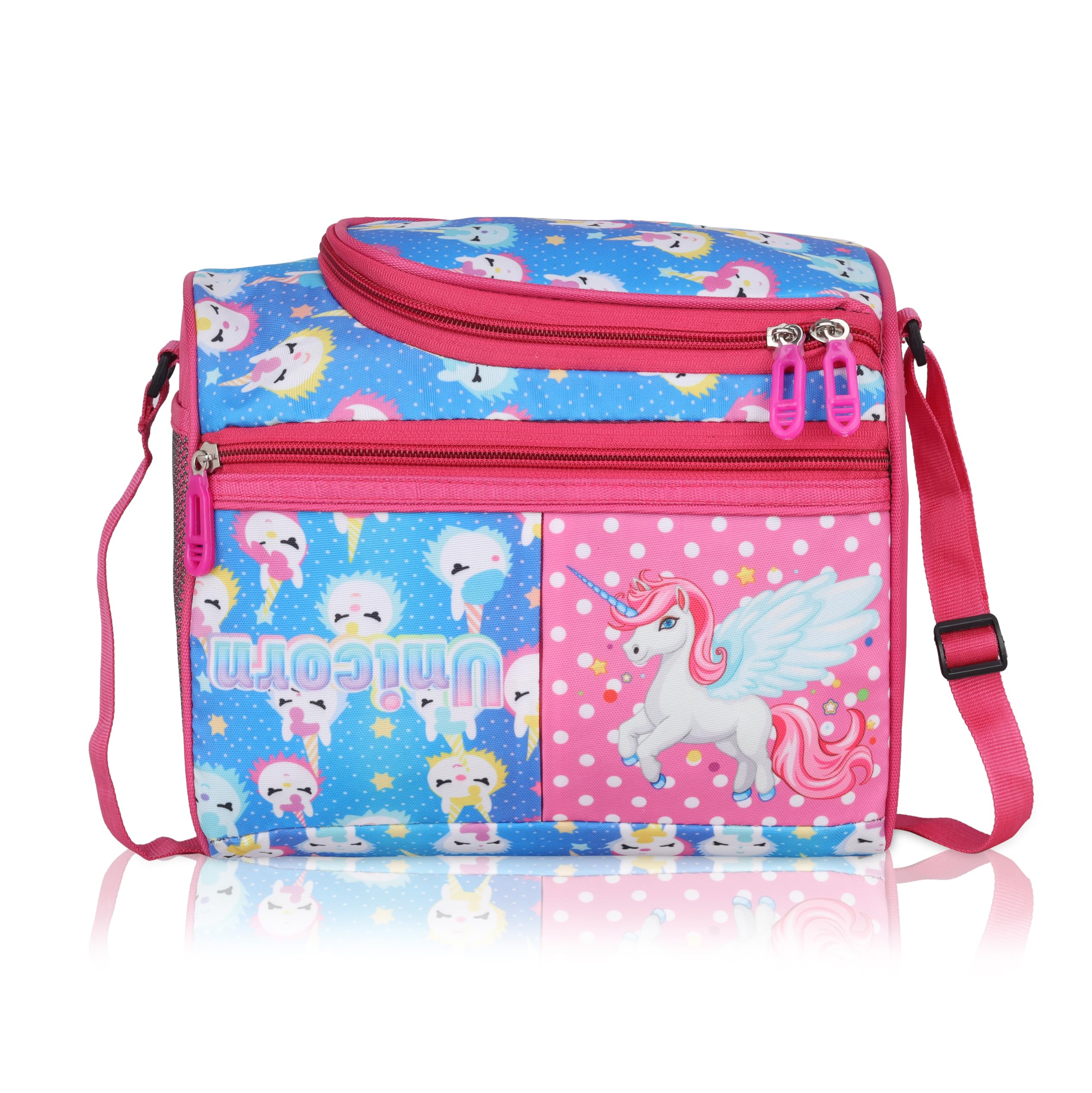 Echo Boomers Football Printed Double Insulated Tiffin Lunch Bag with Multi Zipper Pockets - Pink