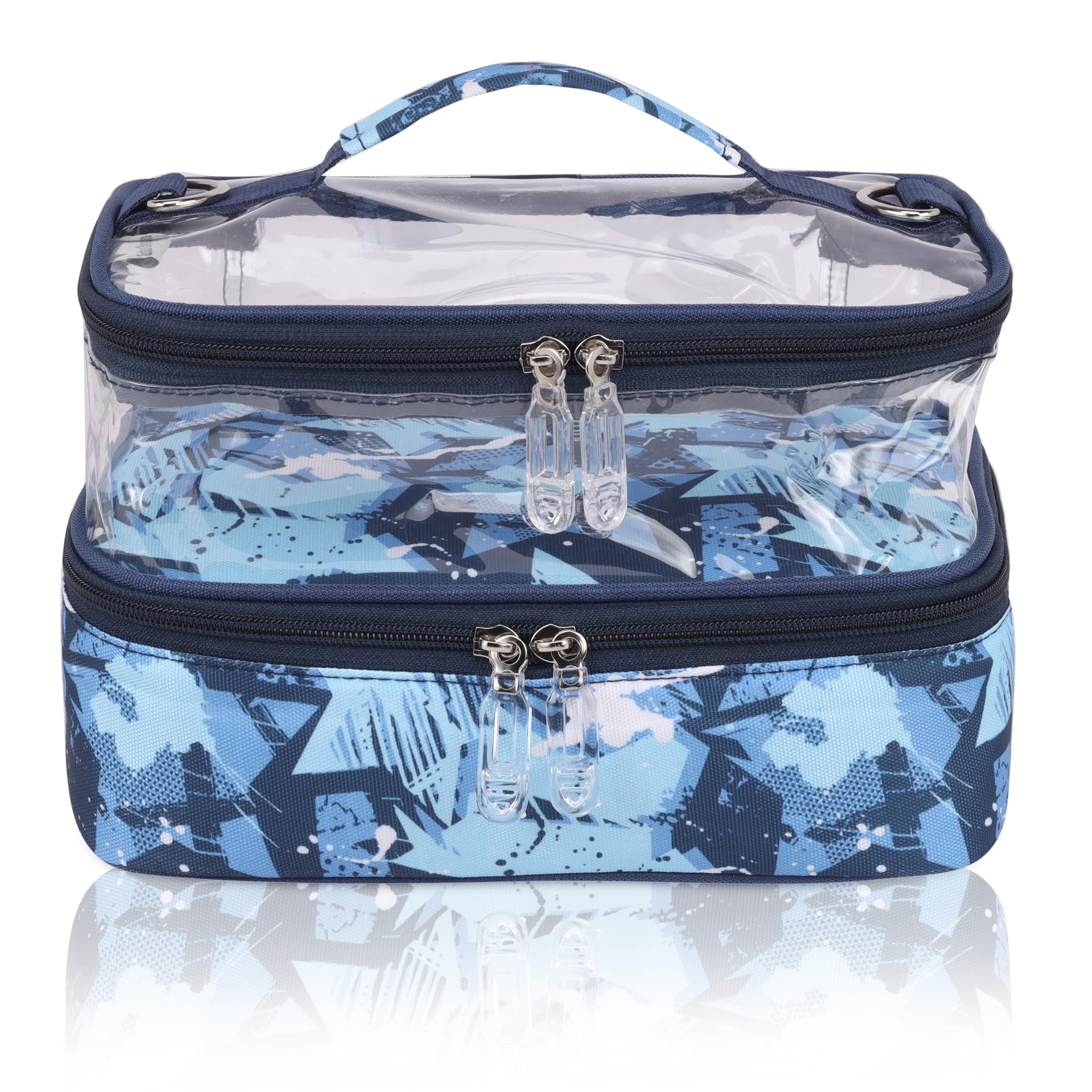 Echo Boomers Clouds Print Large Double-Decker Insulated Lunch Bag with Multi-Zipper Pockets