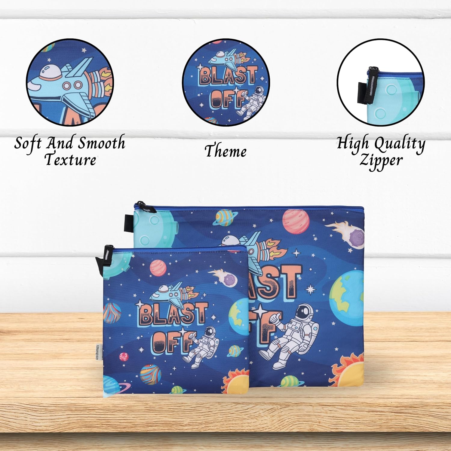 New Twin Astronaut in Space Printed Combo Folder Set Jr. | A4 & Mini Water-Resistant Folders | Cushioned, Padded, Stylish & Washable | Perfect for Documents, Gadgets, Art Supplies