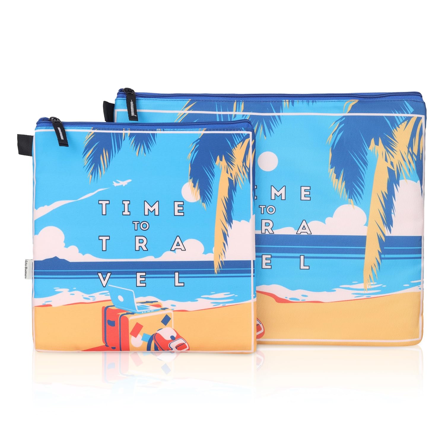 Echo Boomers Beach Printed Design Twin Folder Set | Padded & Waterproof | A4 Document Holder & Tablet Sleeve | Stylish & Protective