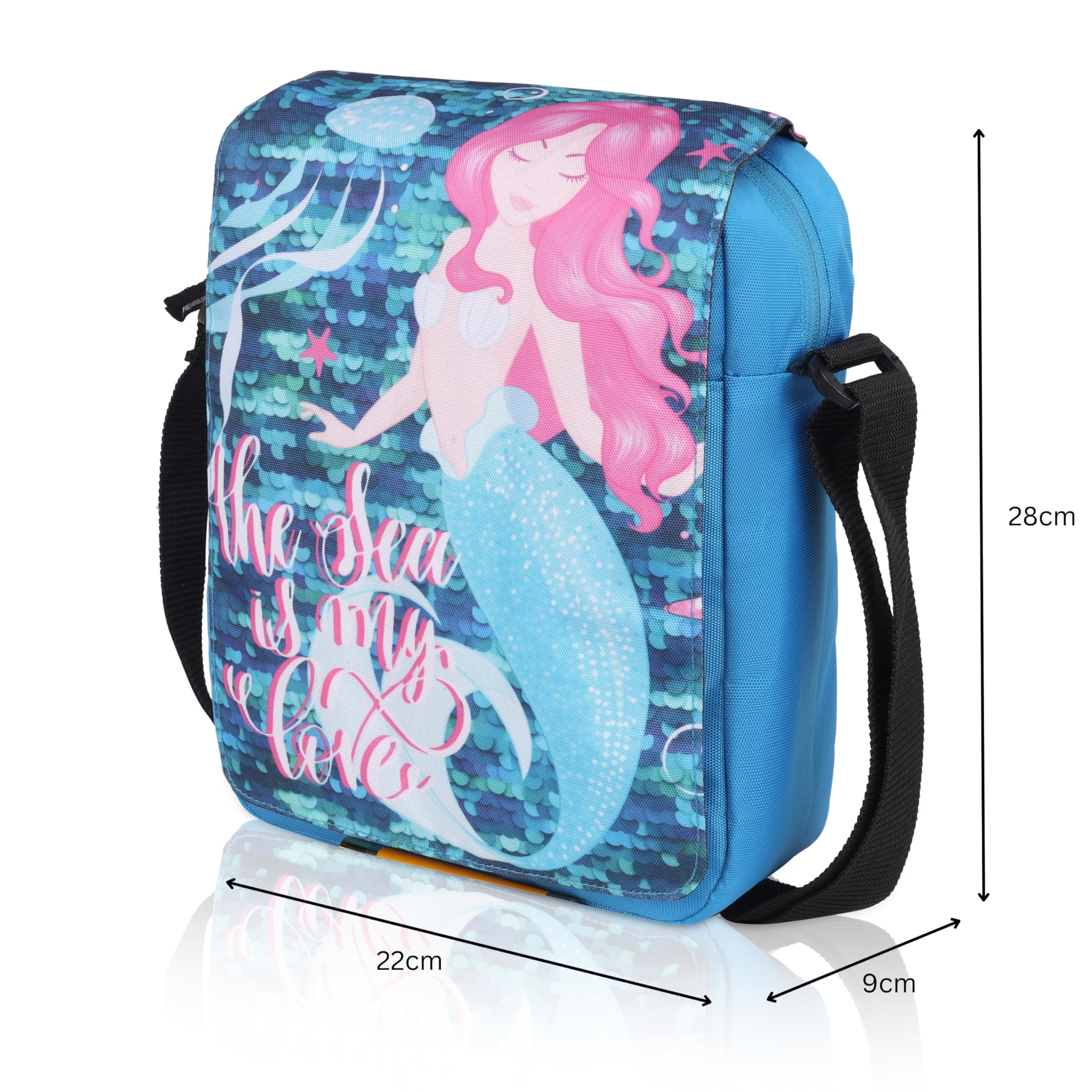 Echo Boomers Mermaid Printed Multi-Functional Messenger Sling Bag | Versatile Everyday Bag | Adjustable Shoulder Strap | Water-Resistant | Anti-Theft Design | Compact & Lightweight