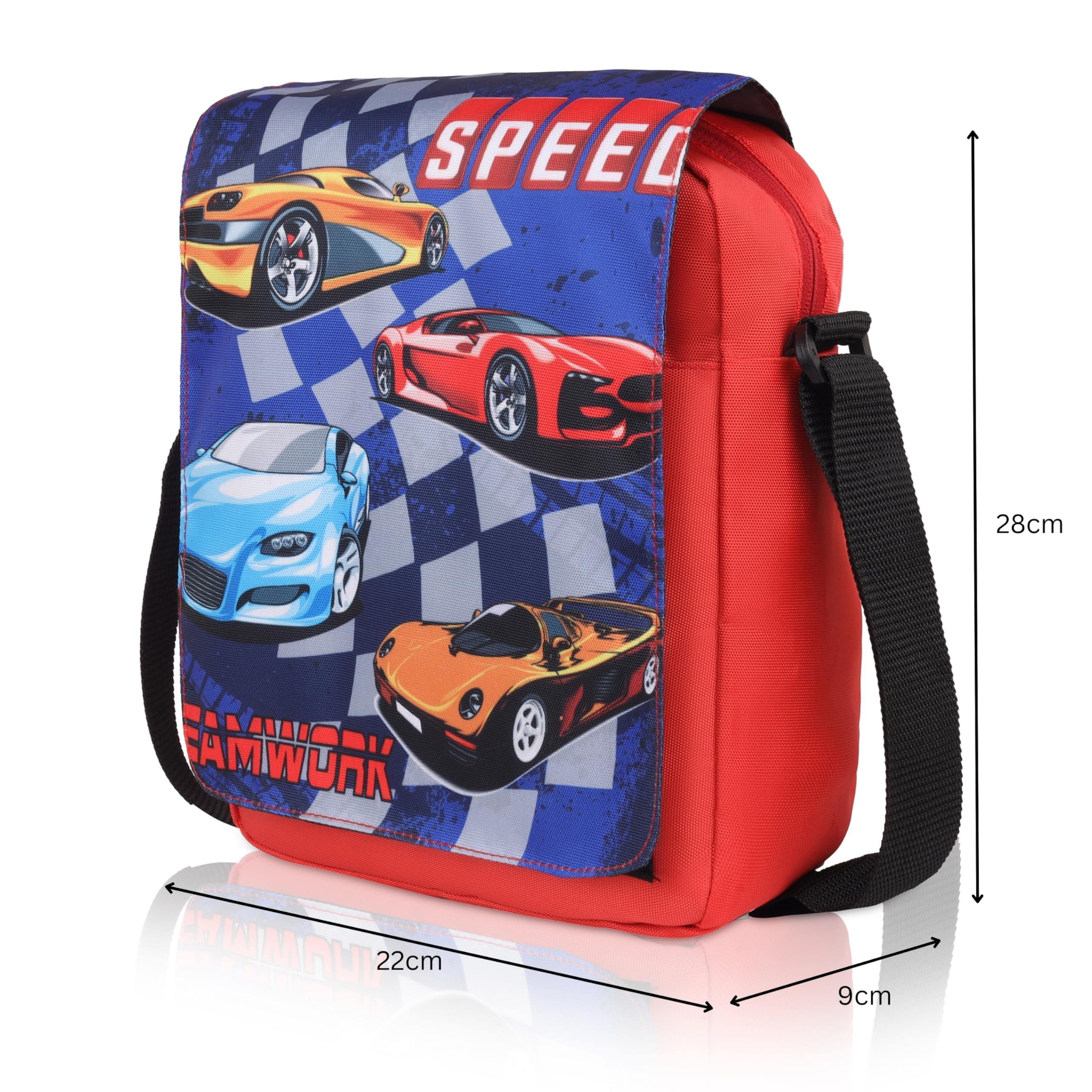 Echo Boomers Cars Printed Multi-Functional Messenger Sling Bag | Versatile Everyday Bag | Adjustable Shoulder Strap | Water-Resistant | Anti-Theft Design | Compact & Lightweight