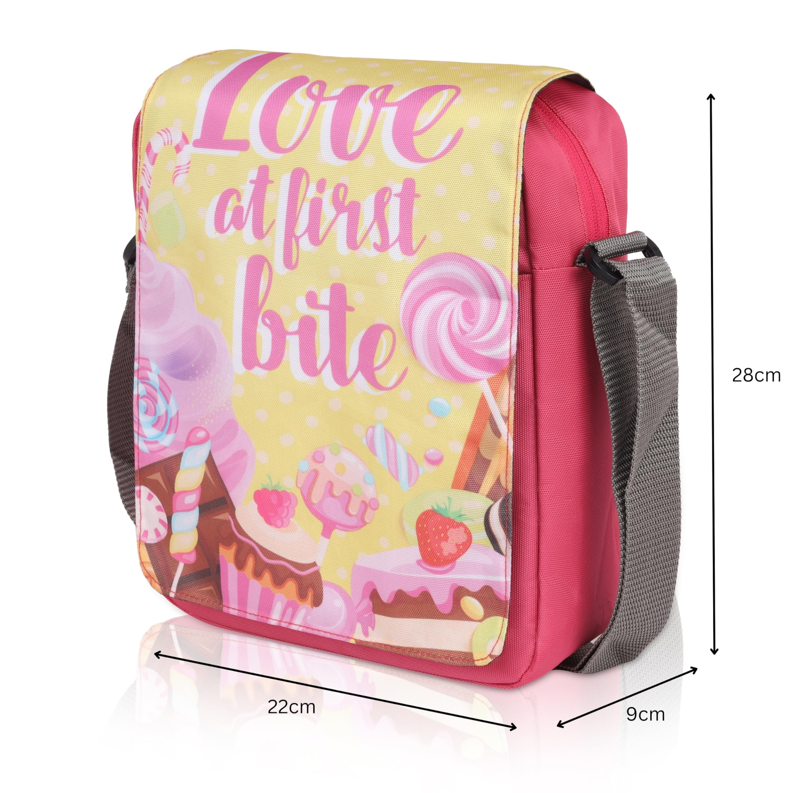 Echo Boomers Desserts Food Printed Multi-Functional Messenger Sling Bag | Versatile Everyday Bag | Adjustable Shoulder Strap | Water-Resistant | Anti-Theft Design | Compact & Lightweight