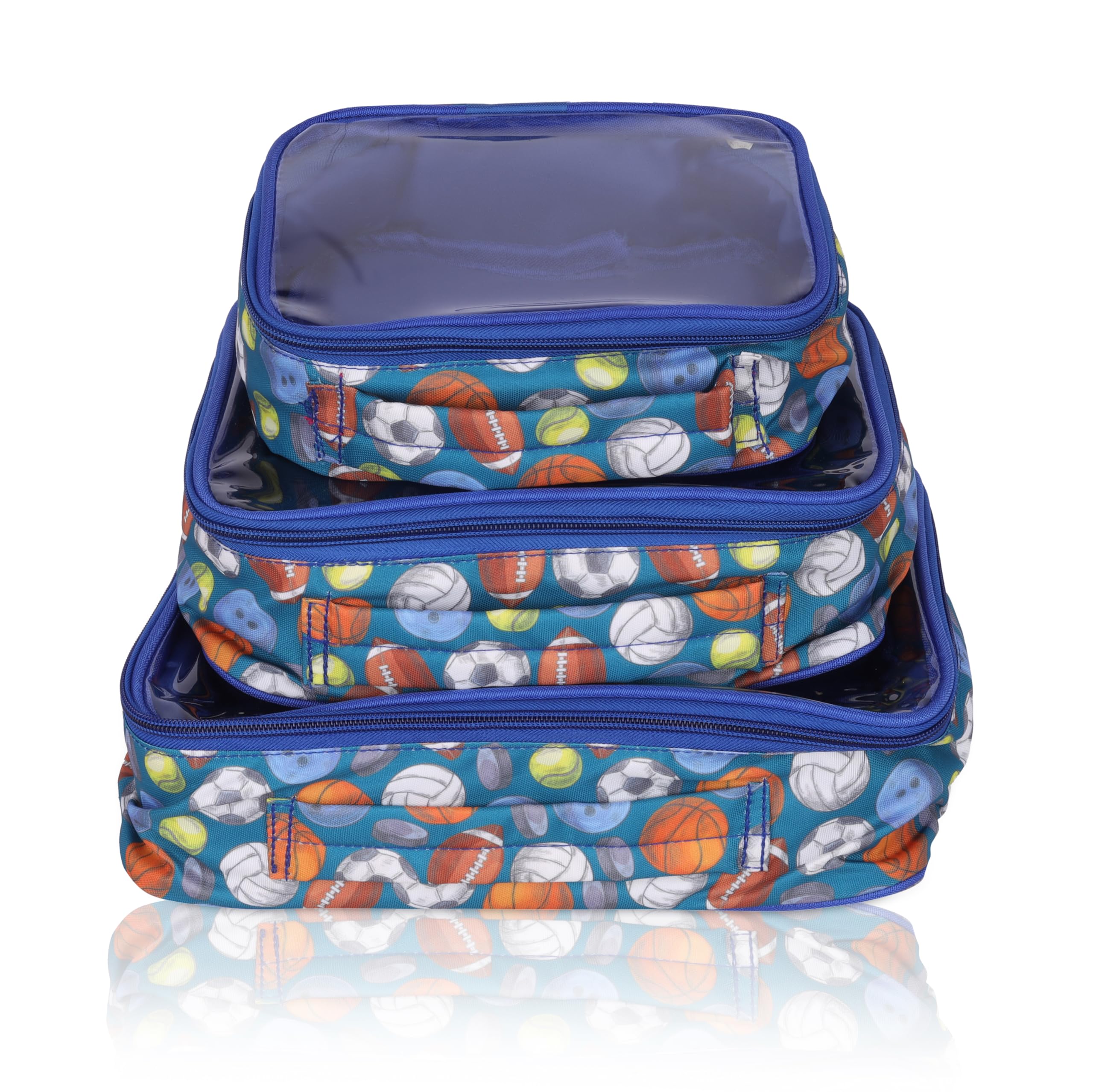 Echo Boomers Blue Sports Ball Print Box Travel Kit - Insulated Portable Bag with Ball Prints