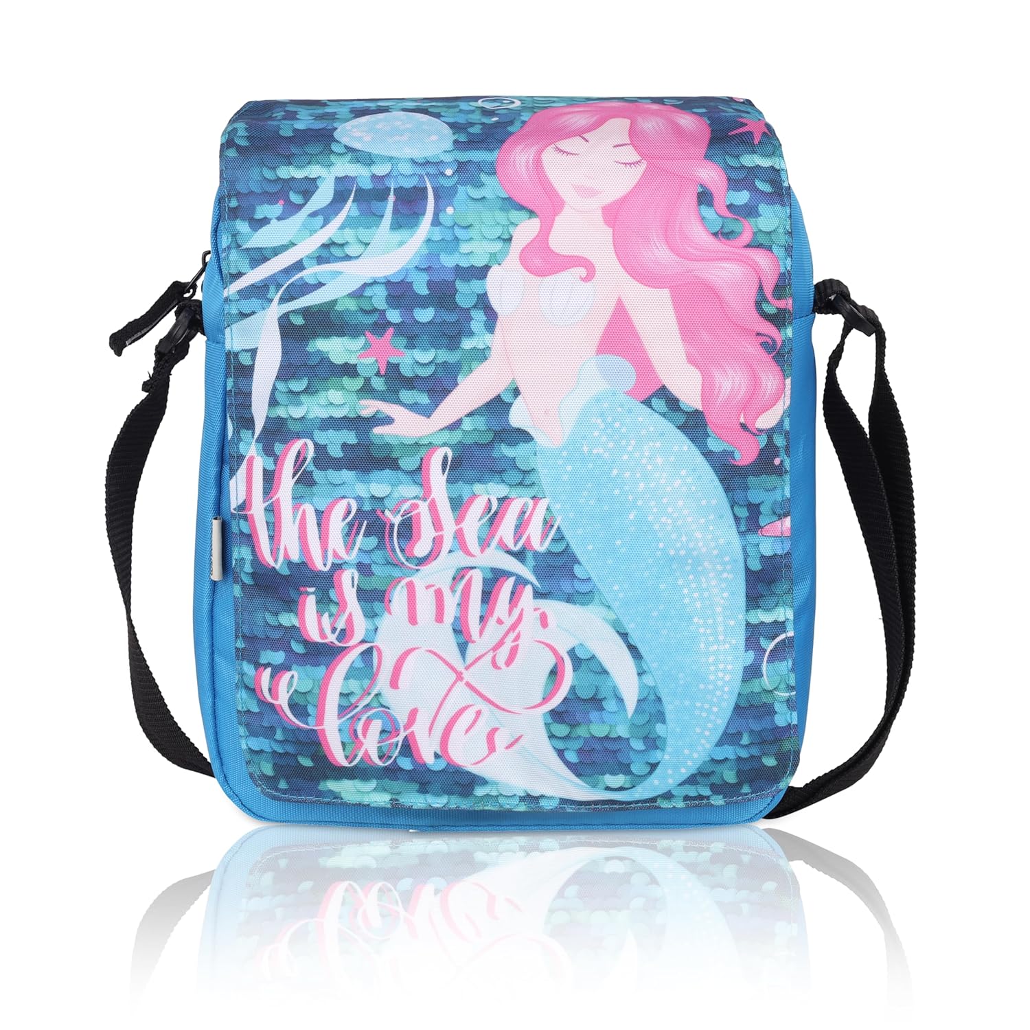 Echo Boomers Mermaid Printed Multi-Functional Messenger Sling Bag | Versatile Everyday Bag | Adjustable Shoulder Strap | Water-Resistant | Anti-Theft Design | Compact & Lightweight