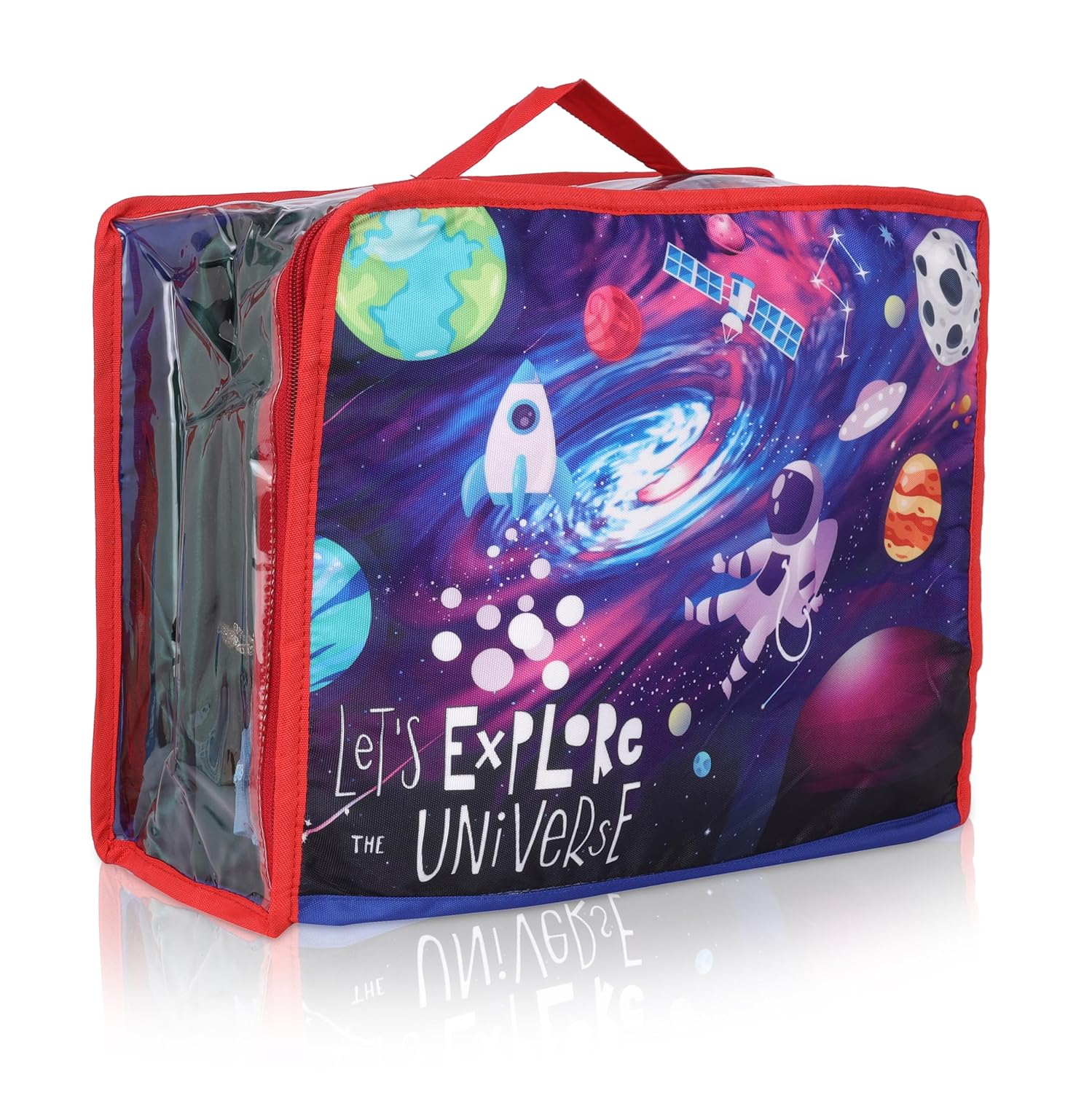 Echo Boomers Explore the Universe 4-Piece Travel Organizer Set - Red and Sky Blue Packing Cubes with Space Print