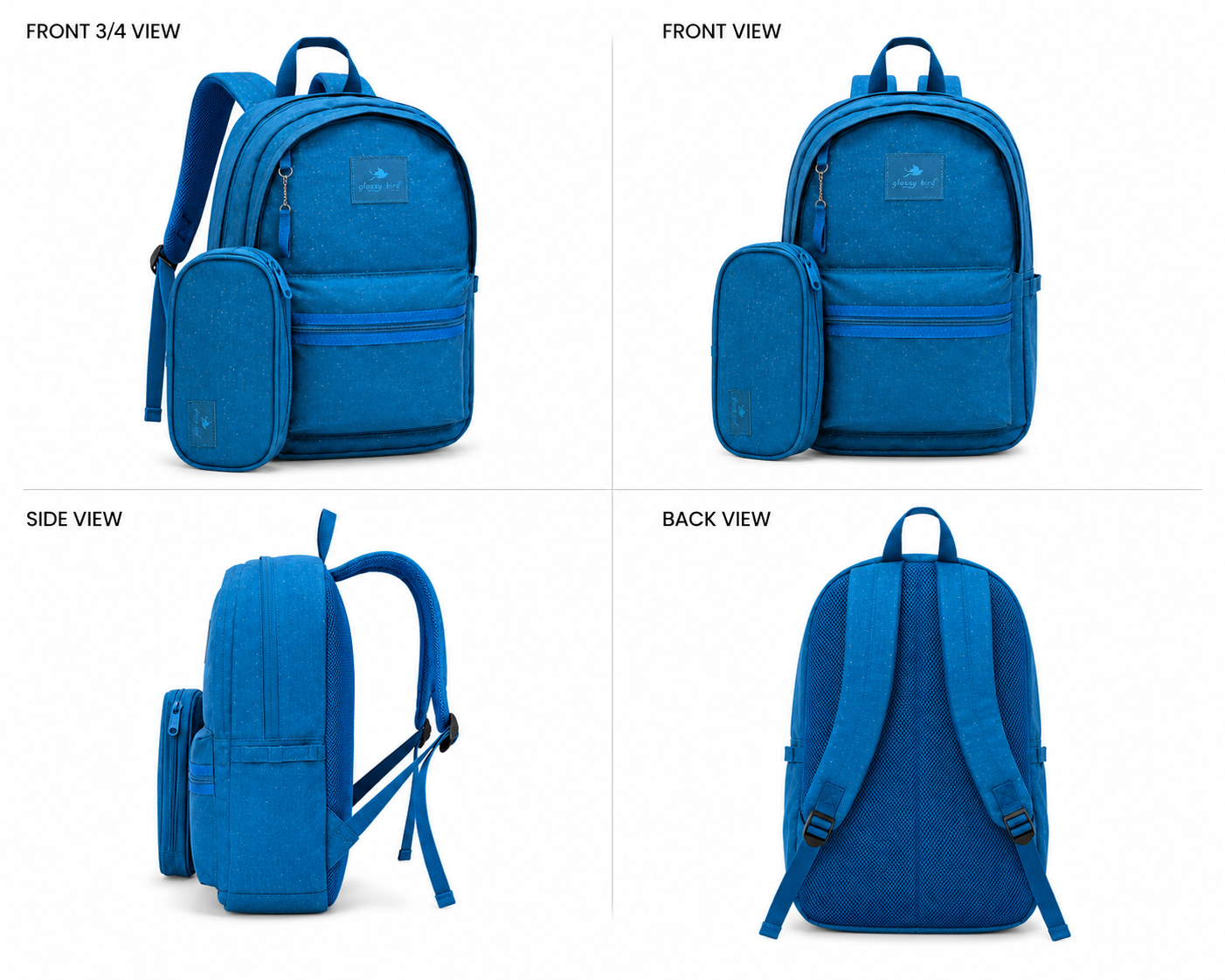 Echo Boomers Glossy Bird Everyday Backpack with Pencil Pouch| Water-Resistant Backpack for School, College, Office & Travel | Lightweight with Multiple Compartments