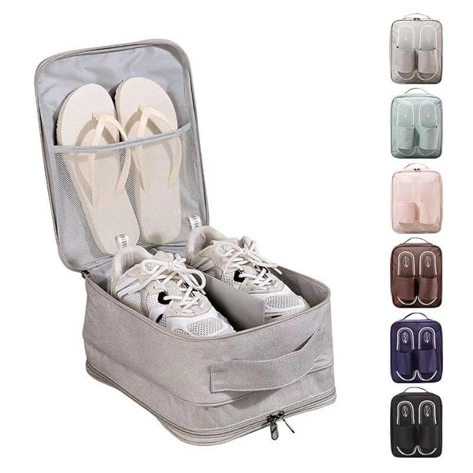 Echo Boomers Travel Shoe Bags Multipurpose Portable Travelling Shoe Holder Storage Bag Footwear Organiser Pouch (Black)