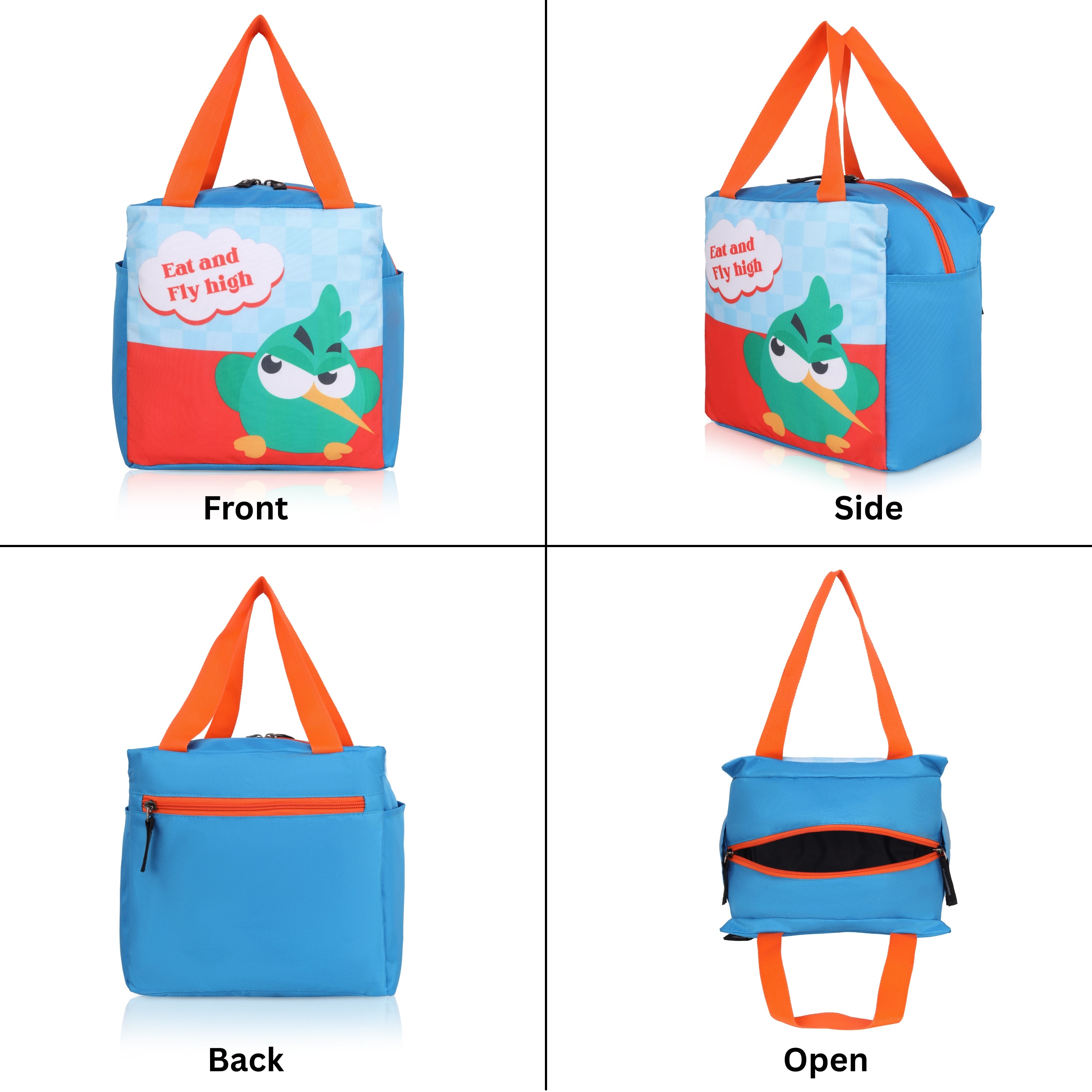 Echo Boomers Eat & Fly High Green Bird Lunch Bag for Kids | Stylish, Lightweight & Durable | School, Travel & Picnic Use | Premium Zipper, Sturdy Handle, Easy to Clean