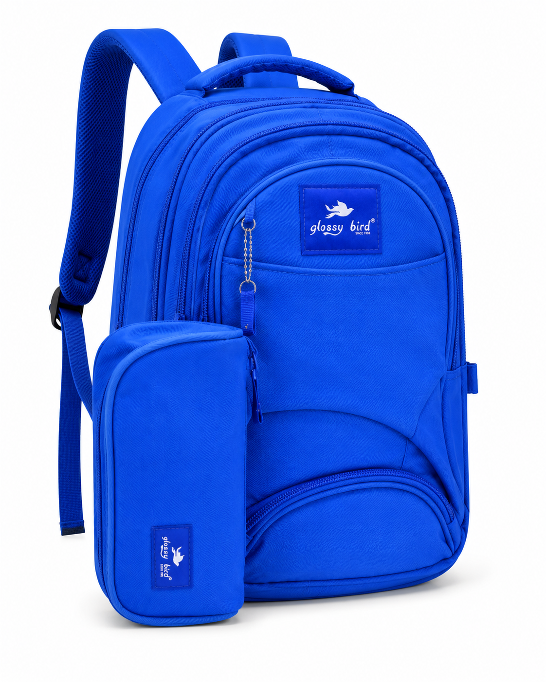 Echo Boomers Glossy Bird Explorer Backpack with Pencil Pouch | Lightweight Water-Resistant School, College, Office & Travel Backpack with Multiple Compartments
