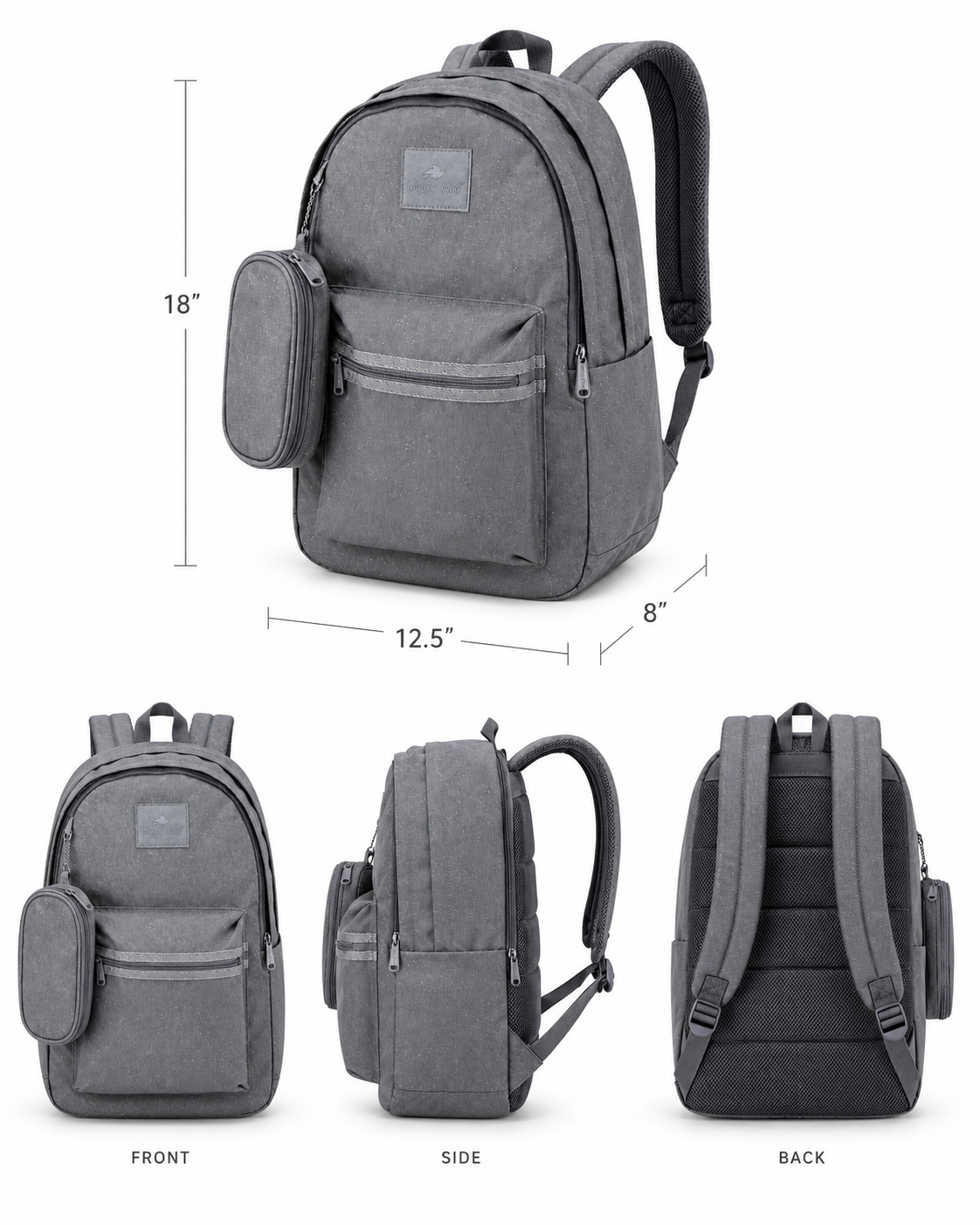 Echo Boomers Glossy Bird Everyday Backpack with Pencil Pouch| Water-Resistant Backpack for School, College, Office & Travel | Lightweight with Multiple Compartments