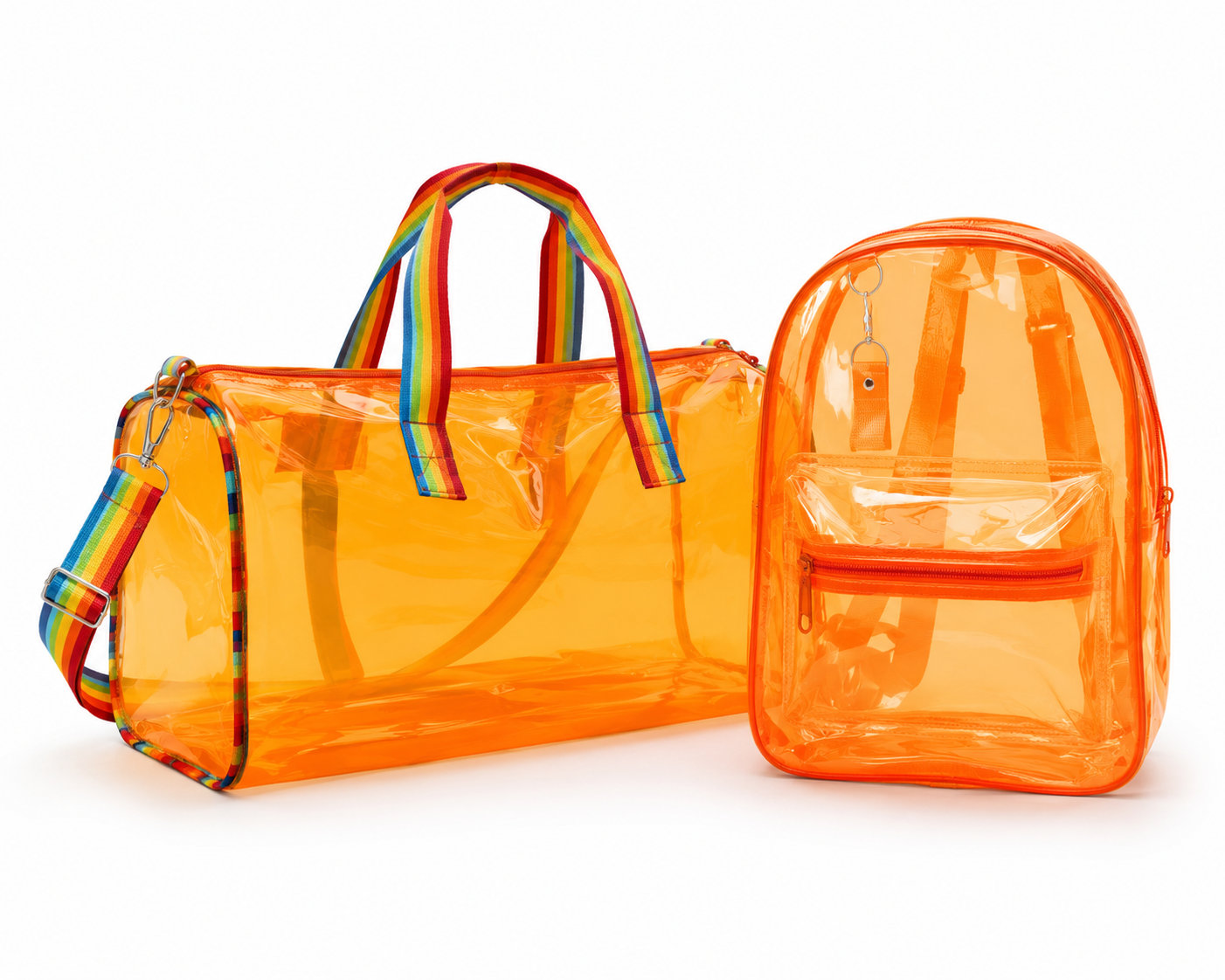 Echo Boomers Transparent PVC Duffle Bag & Backpack Combo | Water-Resistant Travel, Gym, Beach, Swimming & Sports Bag Set with Adjustable Shoulder Strap