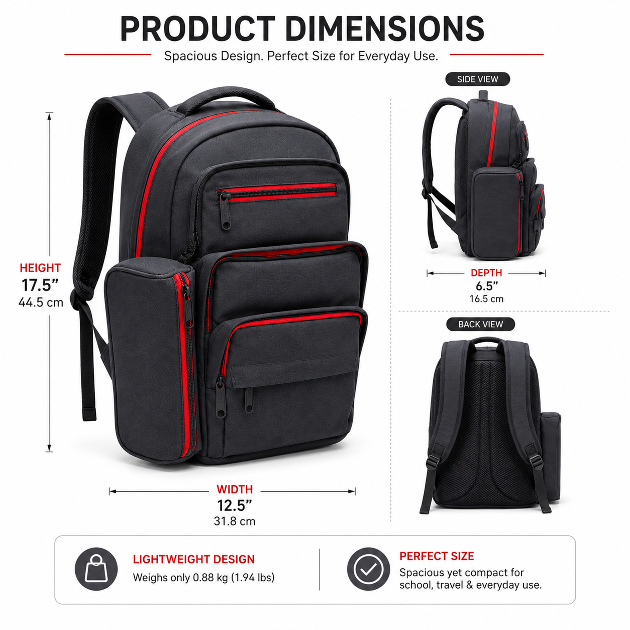 Echo Boomers Glossy Bird Everyday Backpack with Pencil Pouch| Lightweight Water-Resistant Travel, School, College & Office Backpack with Multiple Compartments