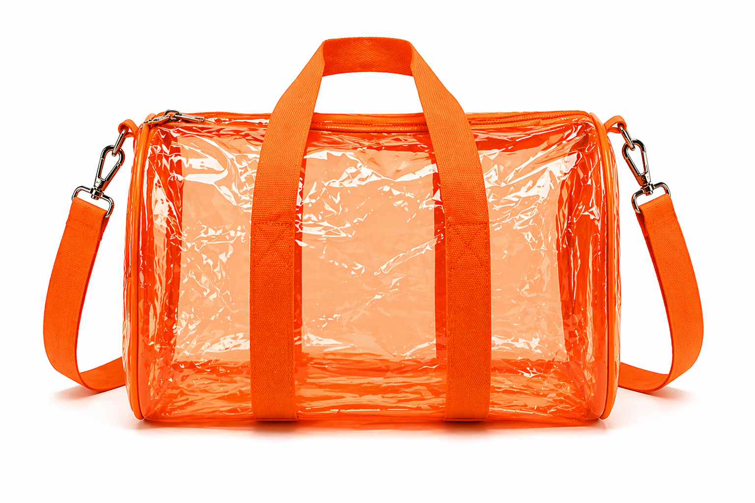 Echo Boomers Premium Orange PVC Transparent Bag Combo Set (3 pcs) – Duffel Bag, Mini Backpack & Pouch | Waterproof Travel, Gym & Toiletry Organizer for Men & Women