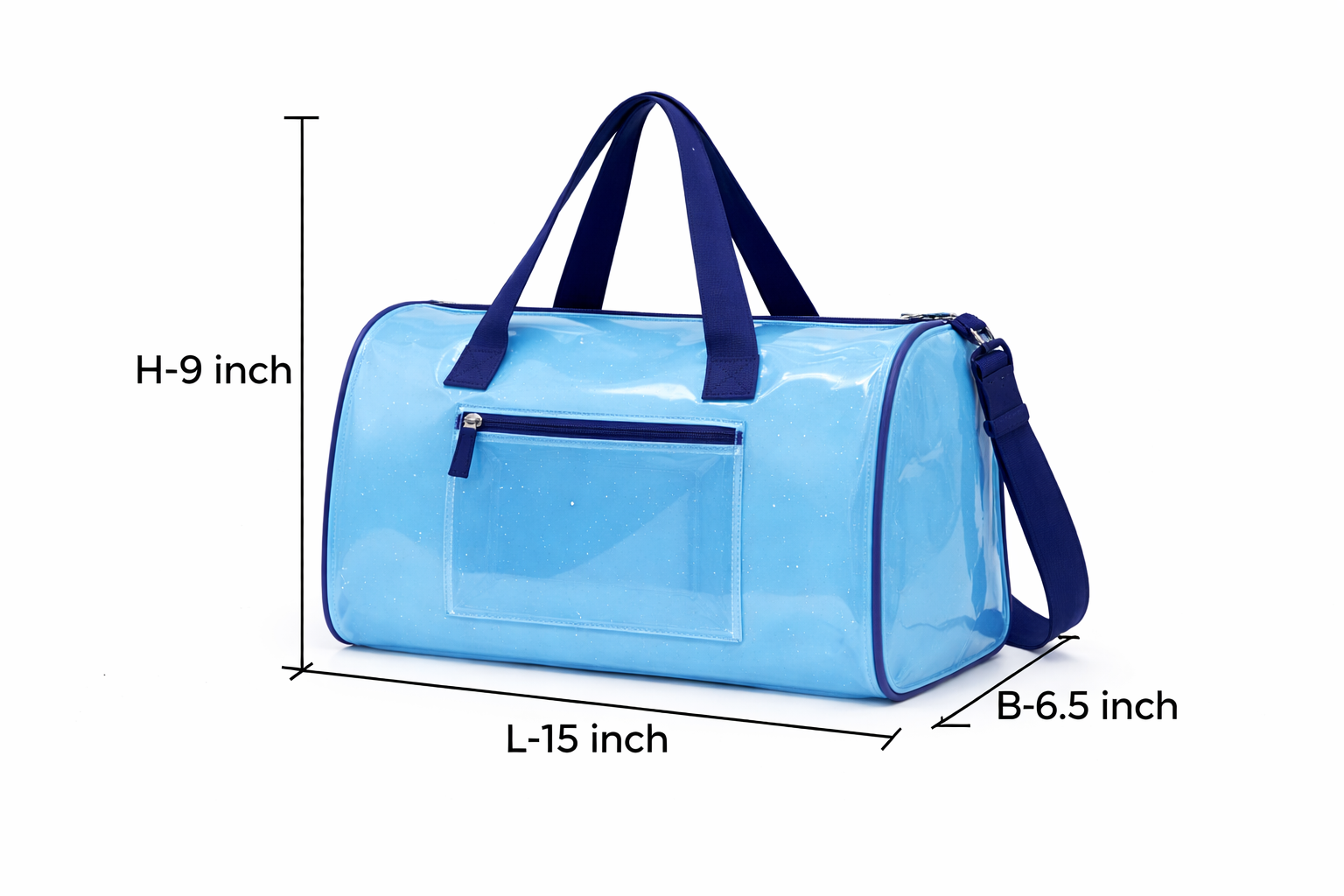 Echo Boomers Translucent PVC Premium Duffle Bag with Pouch | Premium Adjustable & Attractive Strap | Stylish & Travel-Friendly