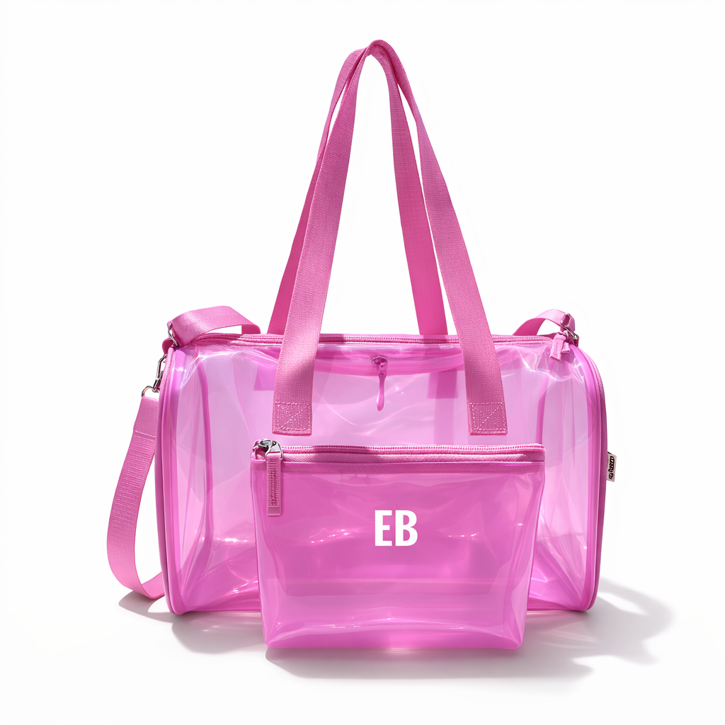 Echo Bommers Premium Translucent Charcoal Black Jelly Bag Pack of 3 with Duffle Bag Cross Body Bag and Pouch Waterproof Stylish Handbag for Women and Girls