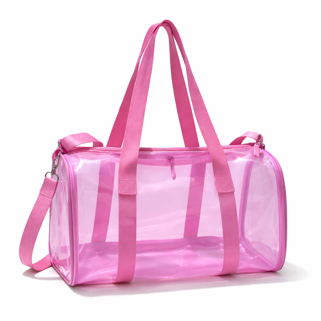 Echo Boomers Translucent PVC Premium Duffle Bag with Pouch | Premium Adjustable & Attractive Strap | Stylish & Travel-Friendly