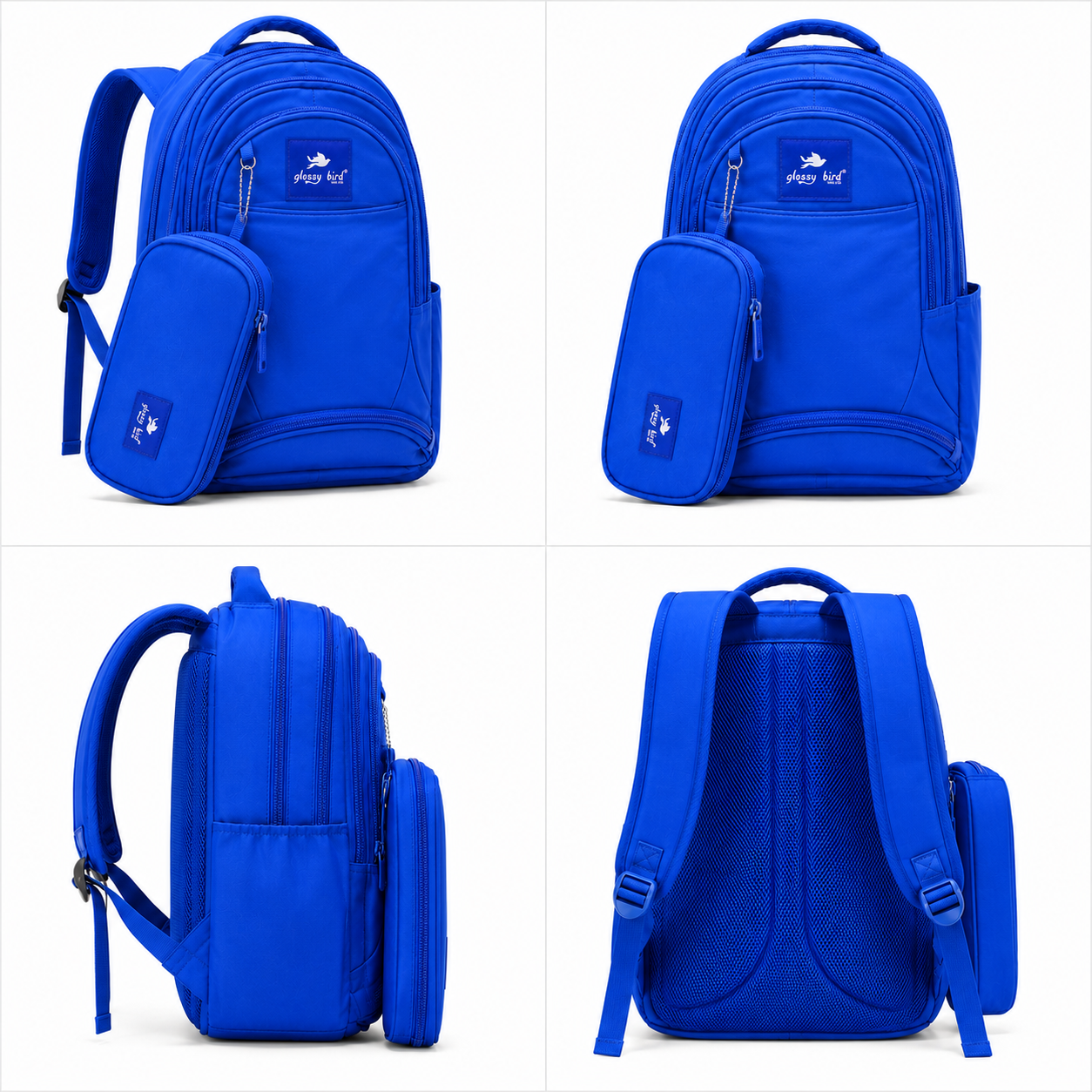 Echo Boomers Glossy Bird Explorer Backpack with Pencil Pouch | Lightweight Water-Resistant School, College, Office & Travel Backpack with Multiple Compartments