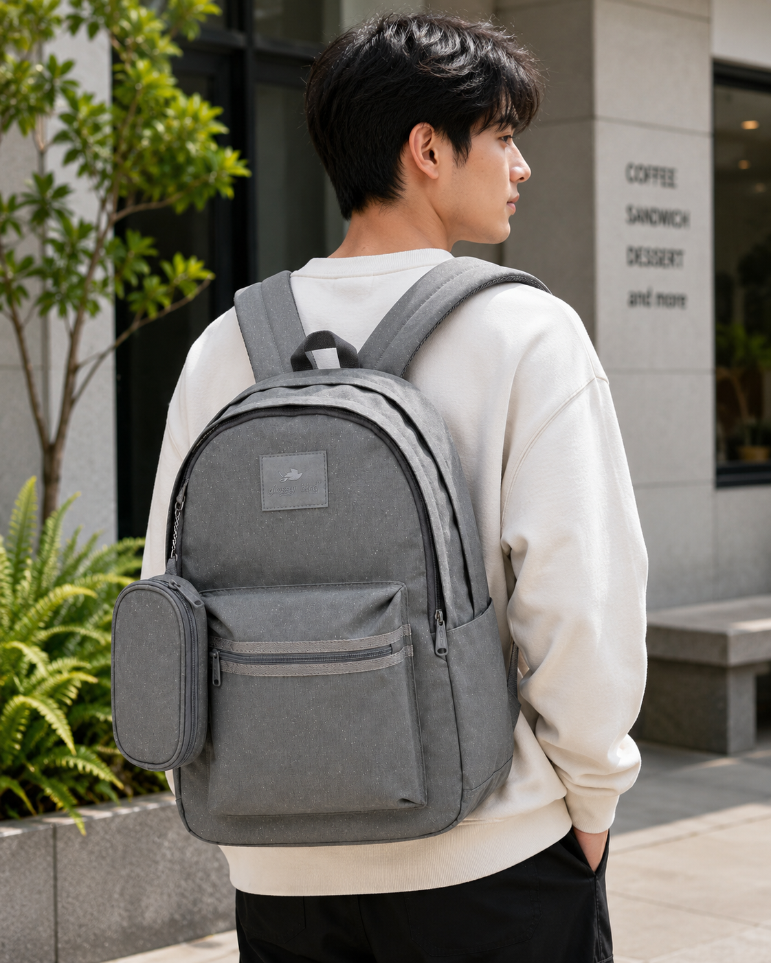 Echo Boomers Glossy Bird Everyday Backpack with Pencil Pouch| Water-Resistant Backpack for School, College, Office & Travel | Lightweight with Multiple Compartments