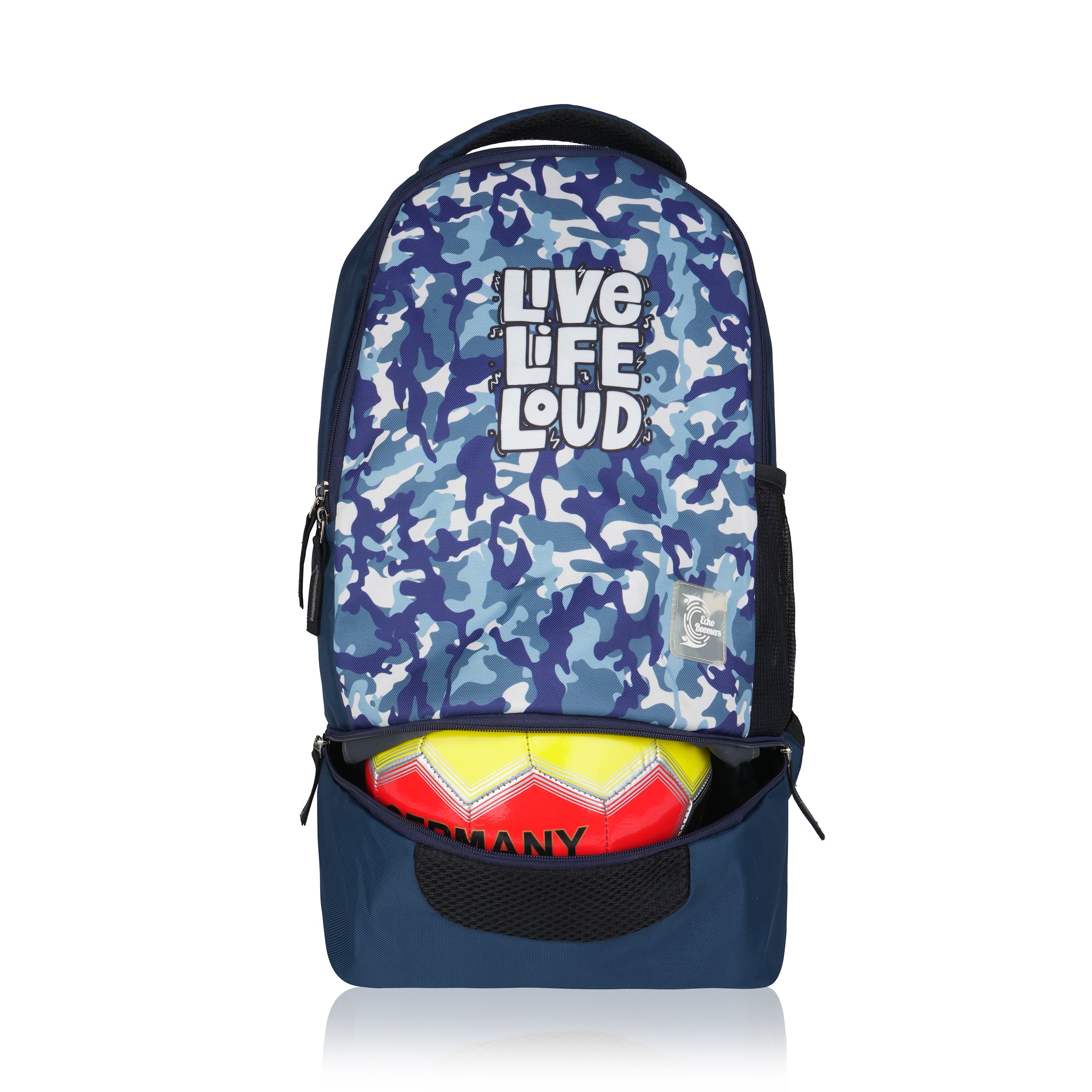 Echo Boomers Manchester United Sports Backpack with Separate Football Compartment | Student Sports Backpack with Adjustable Straps, Sturdy Handle & High Quality Zippers