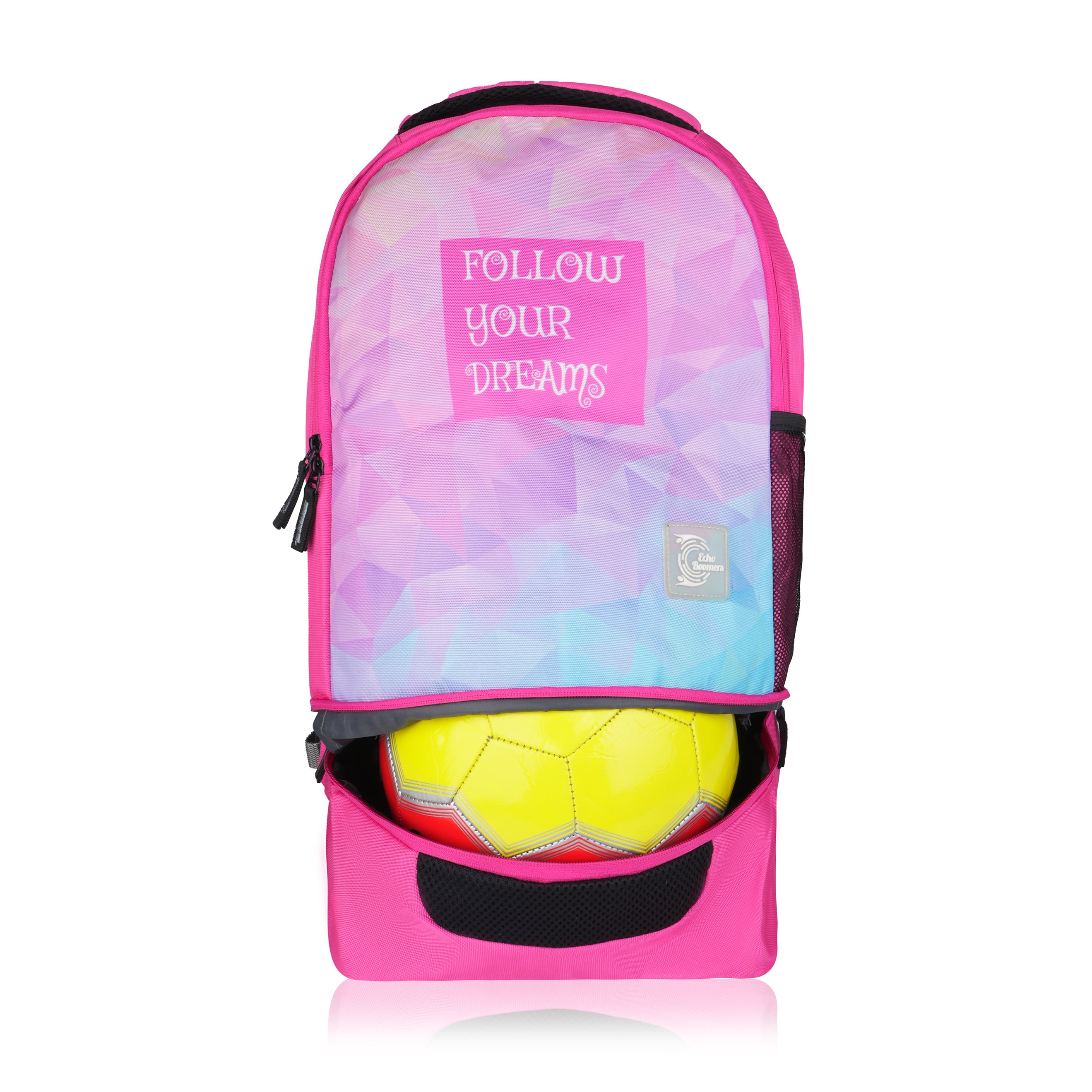 Echo Boomers Manchester United Sports Backpack with Separate Football Compartment | Student Sports Backpack with Adjustable Straps, Sturdy Handle & High Quality Zippers