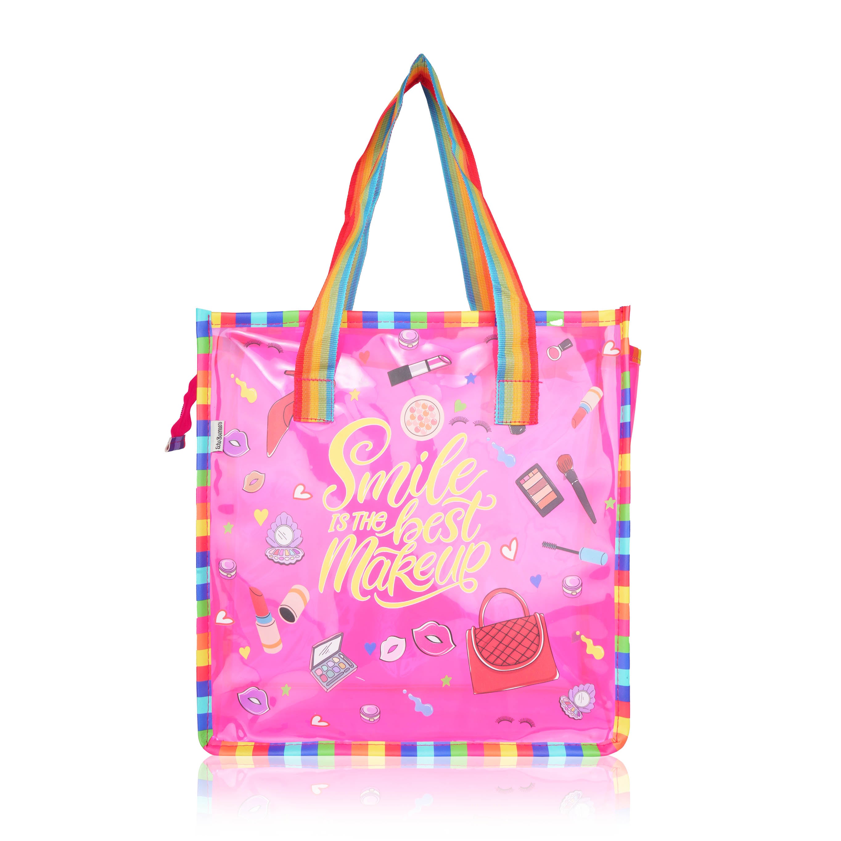 Echo Boomers Jelly Green Transparent Tote Bag for Girls & Boys | UV Printed Let’s Travel Design | Waterproof PVC Handbag | Lightweight Shopping, Outdoor, Beach & Swimming Carry Bag