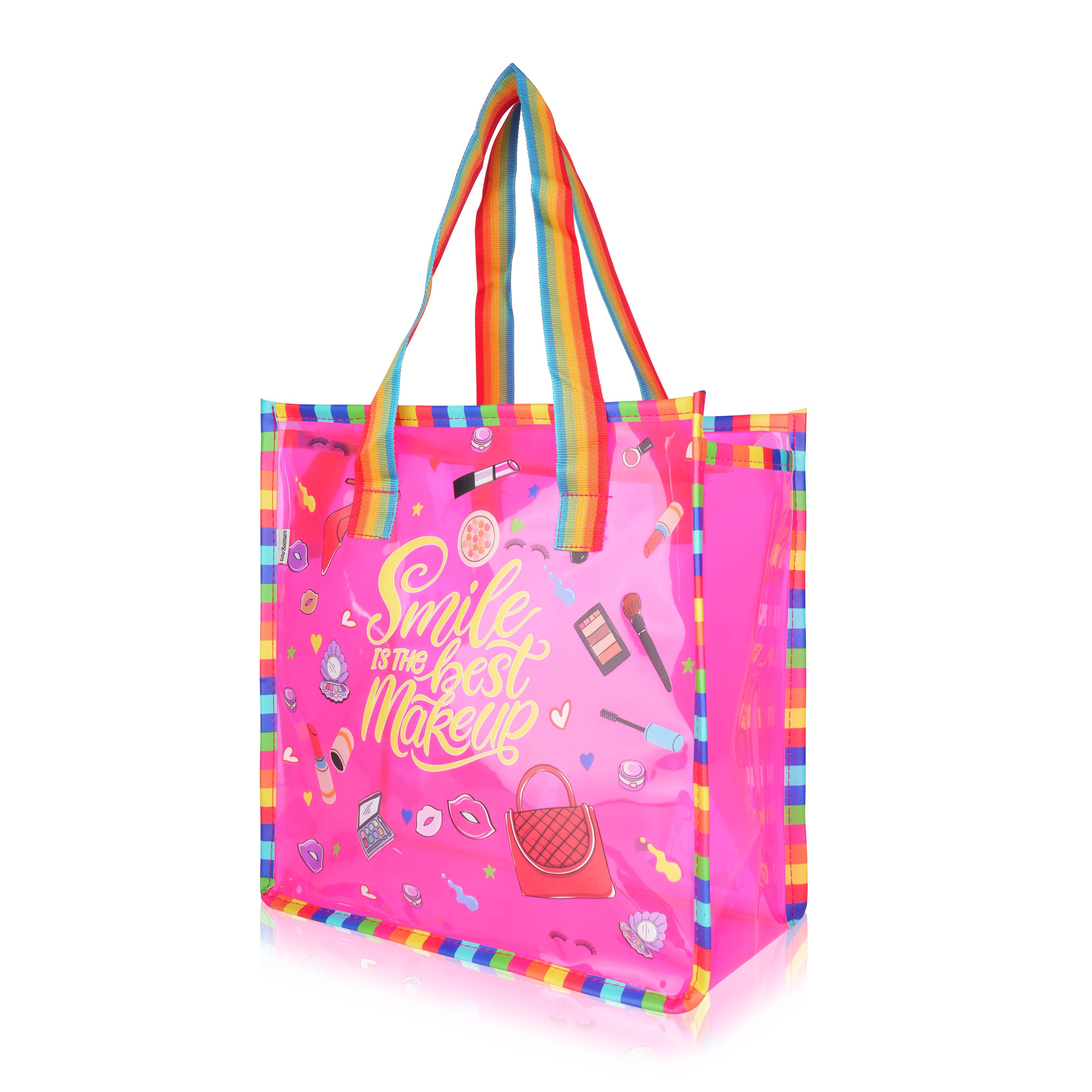 Echo Boomers Jelly Green Transparent Tote Bag for Girls & Boys | UV Printed Let’s Travel Design | Waterproof PVC Handbag | Lightweight Shopping, Outdoor, Beach & Swimming Carry Bag