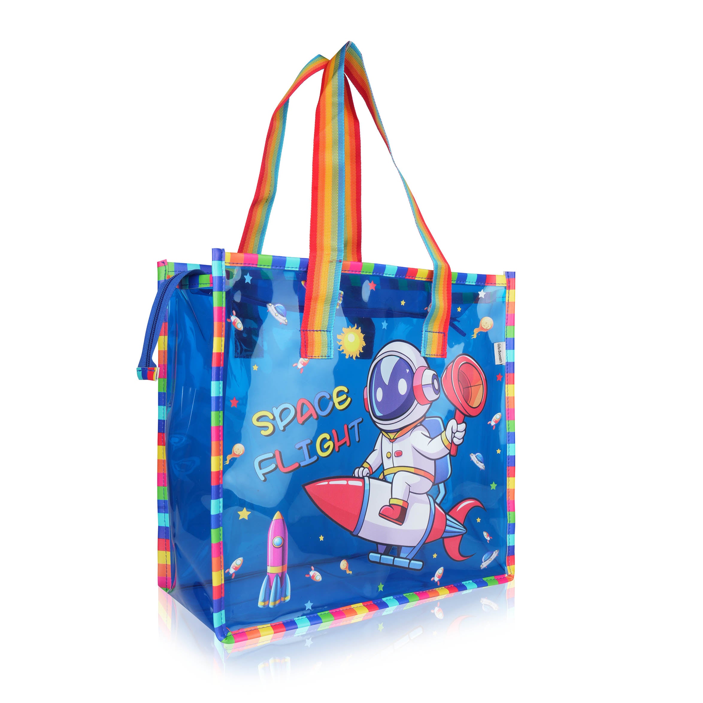 Echo Boomers Jelly Green Transparent Tote Bag for Girls & Boys | UV Printed Let’s Travel Design | Waterproof PVC Handbag | Lightweight Shopping, Outdoor, Beach & Swimming Carry Bag