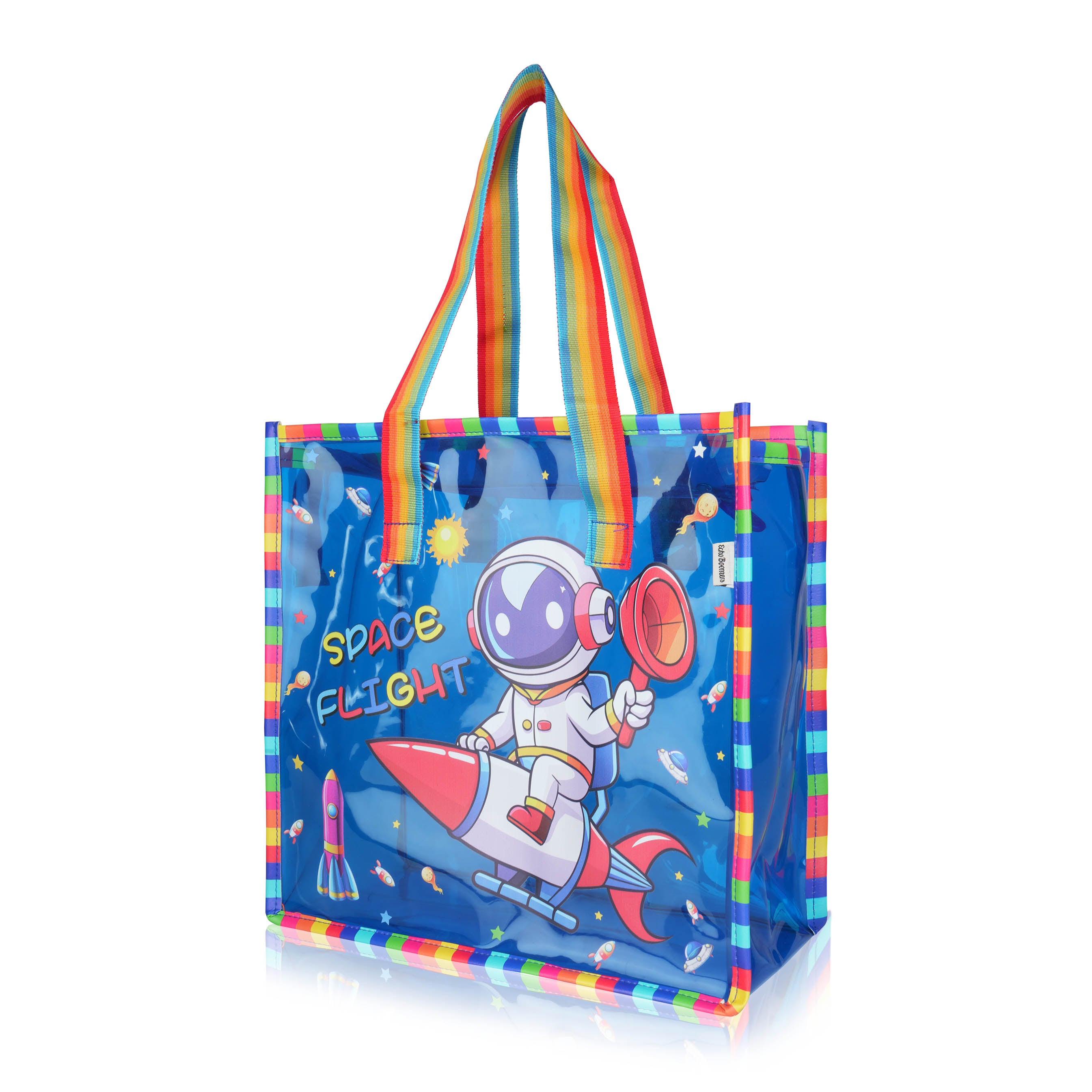 Echo Boomers Jelly Green Transparent Tote Bag for Girls & Boys | UV Printed Let’s Travel Design | Waterproof PVC Handbag | Lightweight Shopping, Outdoor, Beach & Swimming Carry Bag