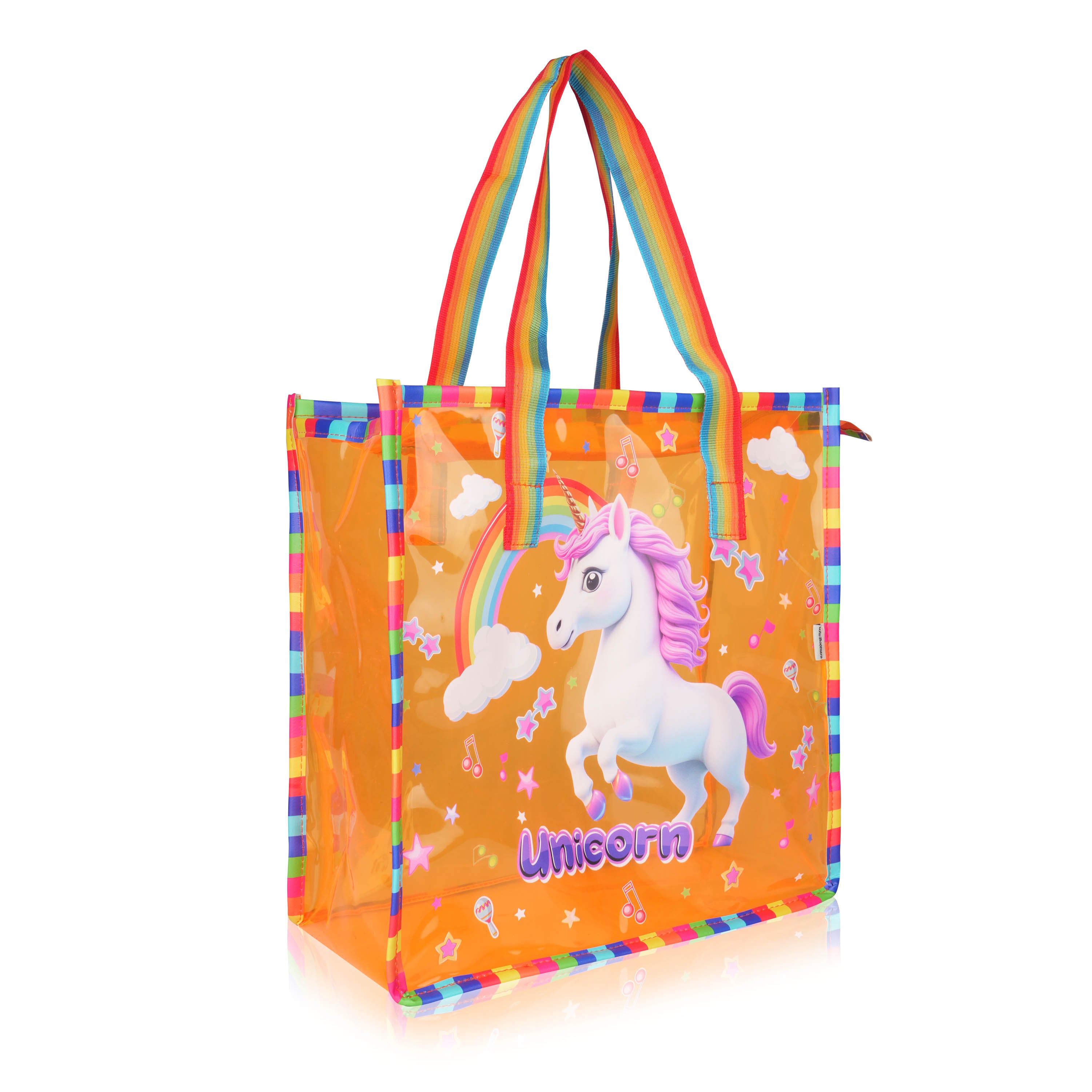 Echo Boomers Jelly Green Transparent Tote Bag for Girls & Boys | UV Printed Let’s Travel Design | Waterproof PVC Handbag | Lightweight Shopping, Outdoor, Beach & Swimming Carry Bag