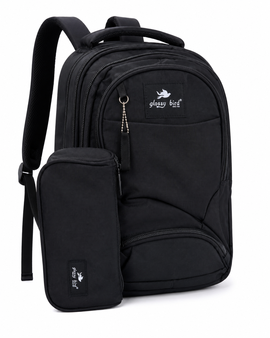 Echo Boomers Glossy Bird Explorer Backpack with Pencil Pouch | Lightweight Water-Resistant School, College, Office & Travel Backpack with Multiple Compartments