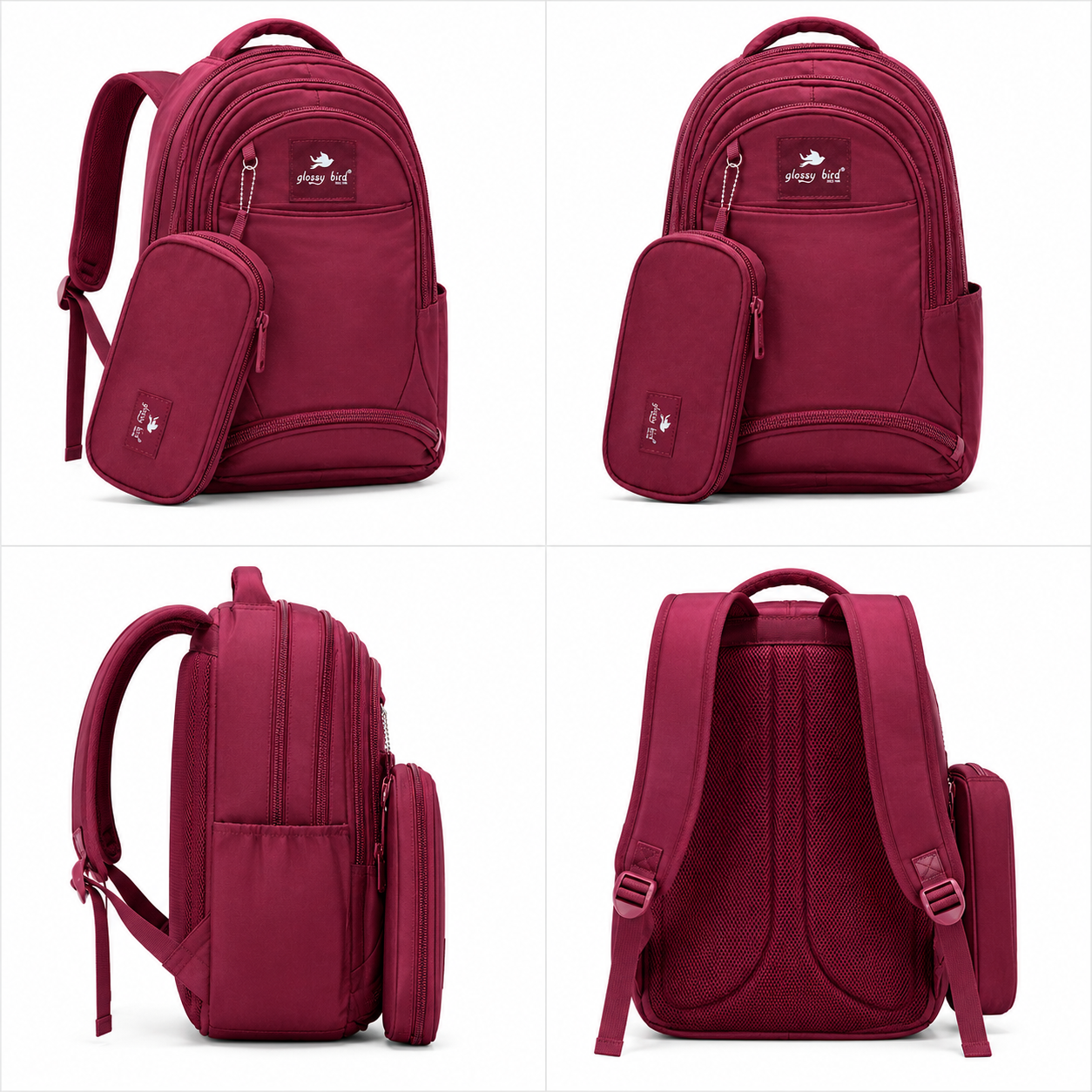 Echo Boomers Glossy Bird Explorer Backpack with Pencil Pouch | Lightweight Water-Resistant School, College, Office & Travel Backpack with Multiple Compartments