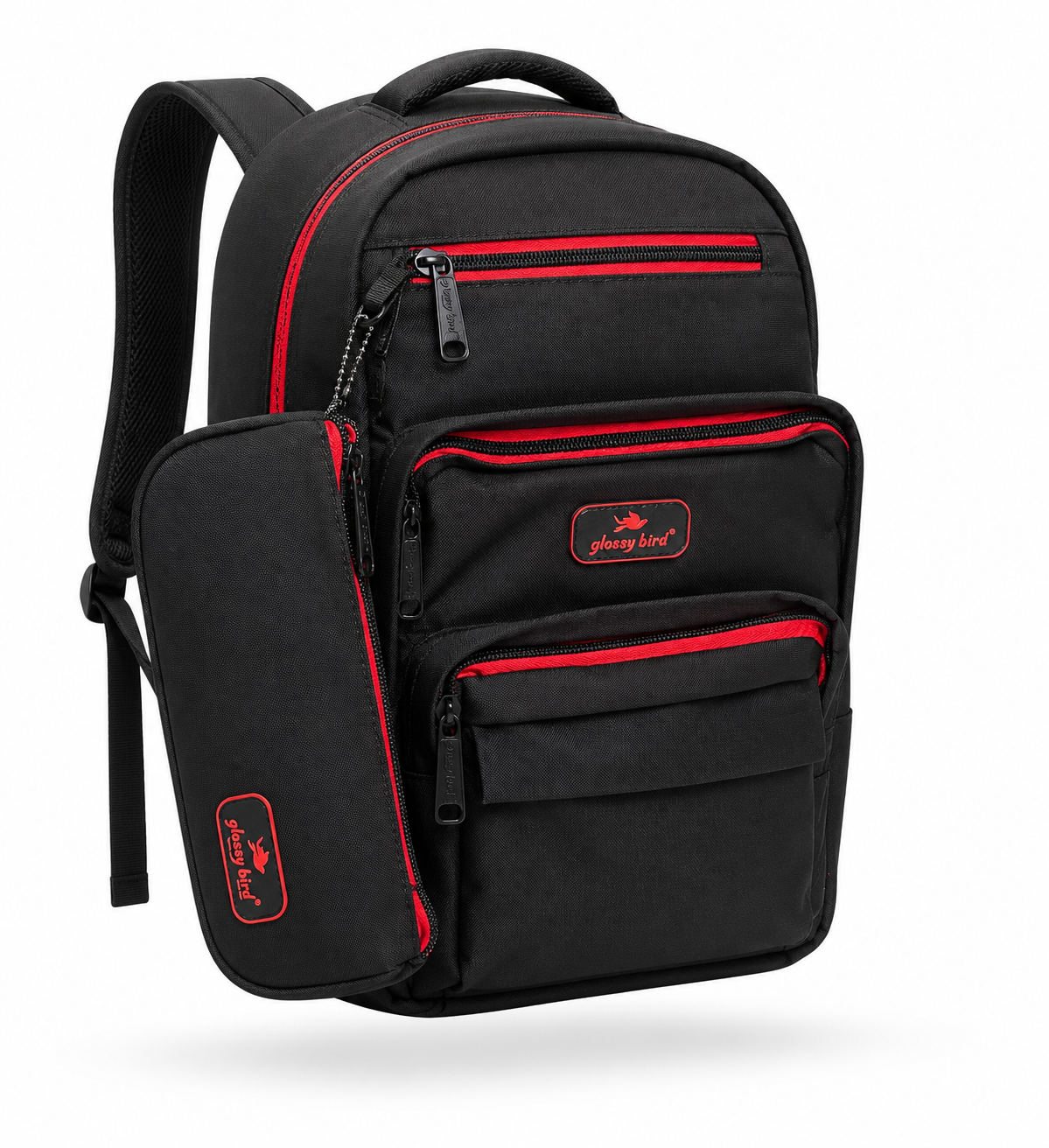 Echo Boomers Glossy Bird Everyday Backpack with Pencil Pouch| Lightweight Water-Resistant Travel, School, College & Office Backpack with Multiple Compartments