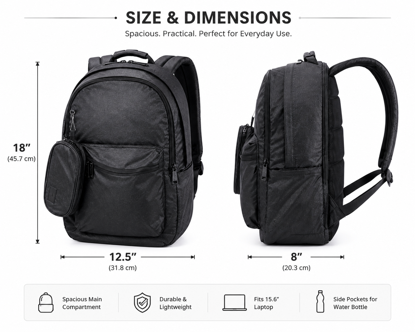 Echo Boomers Glossy Bird Everyday Backpack with Pencil Pouch| Water-Resistant Backpack for School, College, Office & Travel | Lightweight with Multiple Compartments