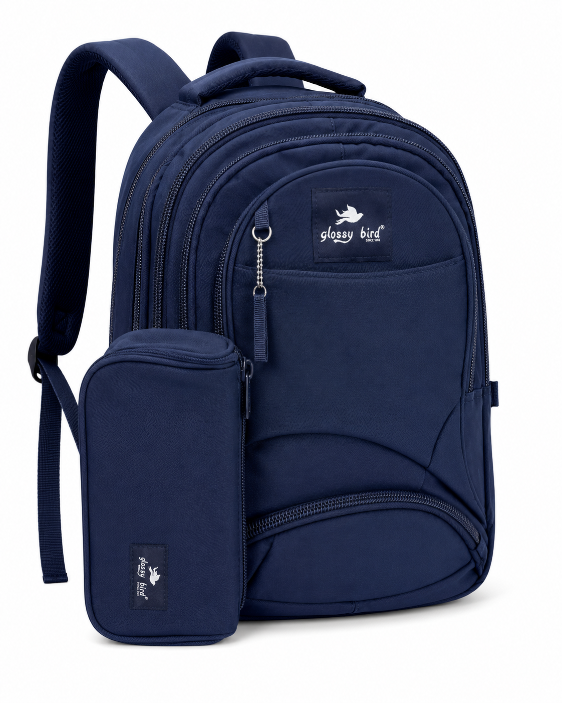 Echo Boomers Glossy Bird Explorer Backpack with Pencil Pouch | Lightweight Water-Resistant School, College, Office & Travel Backpack with Multiple Compartments