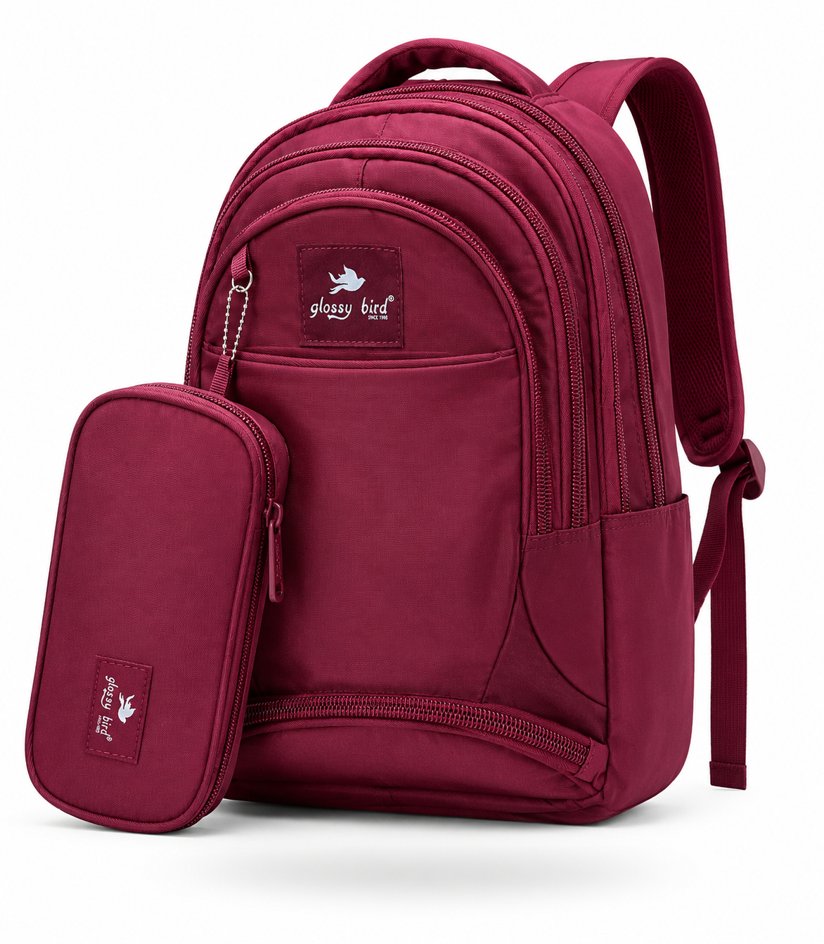 Echo Boomers Glossy Bird Explorer Backpack with Pencil Pouch | Lightweight Water-Resistant School, College, Office & Travel Backpack with Multiple Compartments