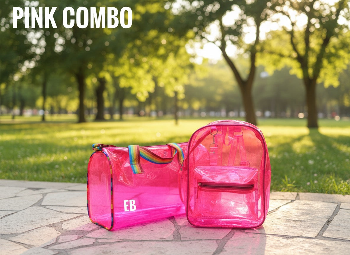 Echo Boomers Transparent PVC Duffle Bag & Backpack Combo | Water-Resistant Travel, Gym, Beach, Swimming & Sports Bag Set with Adjustable Shoulder Strap