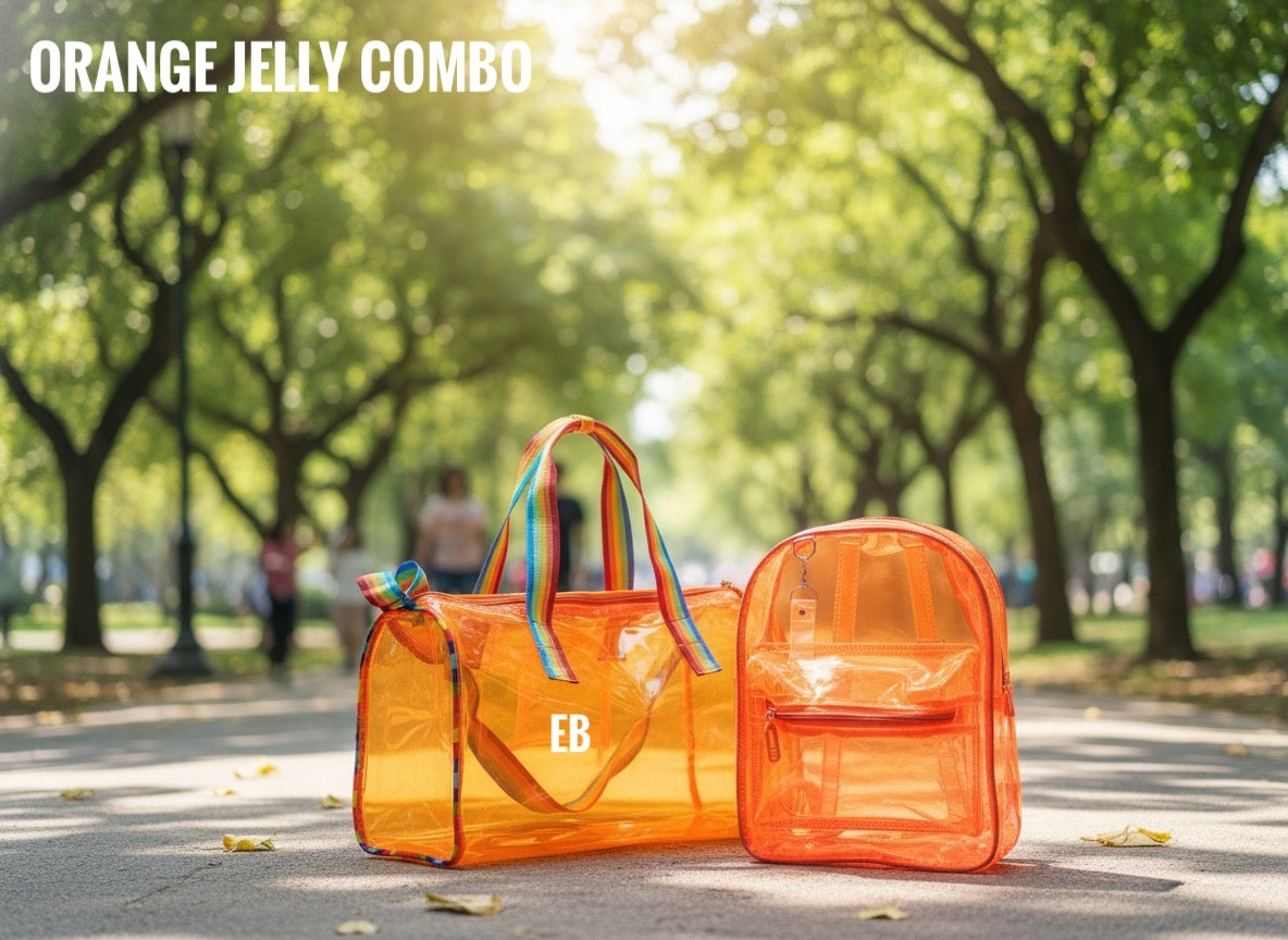 Echo Boomers Transparent PVC Duffle Bag & Backpack Combo | Water-Resistant Travel, Gym, Beach, Swimming & Sports Bag Set with Adjustable Shoulder Strap