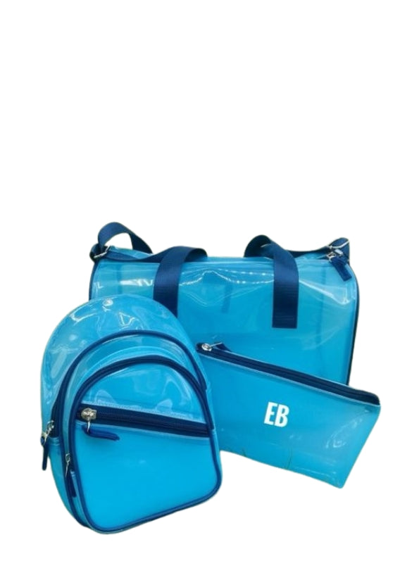 Echo Bommers Premium Translucent Charcoal Black Jelly Bag Pack of 3 with Duffle Bag Cross Body Bag and Pouch Waterproof Stylish Handbag for Women and Girls