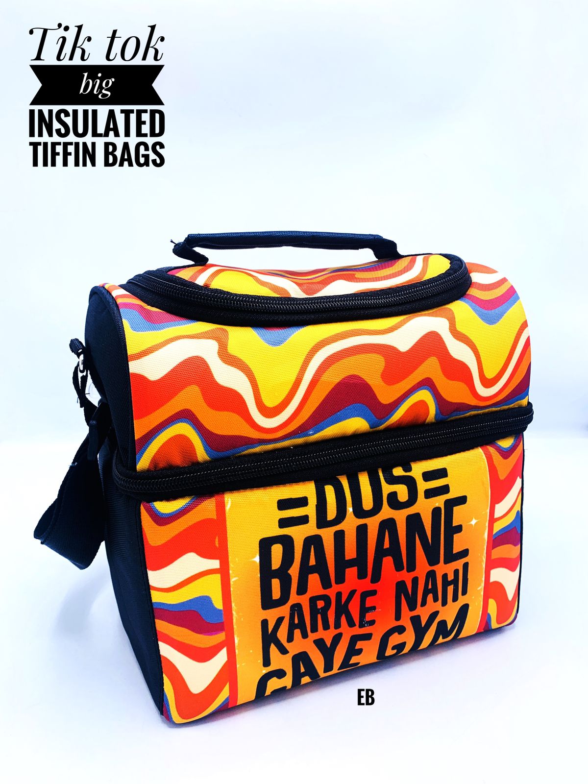 Echo Boomers -Dus Bahane Karke Nahi Gaye Gym" Insulated Tiffin Bag – Orange | Lunch Bag for Office, School, Men & Women | Stylish, Compact, Thermal Food Carrier