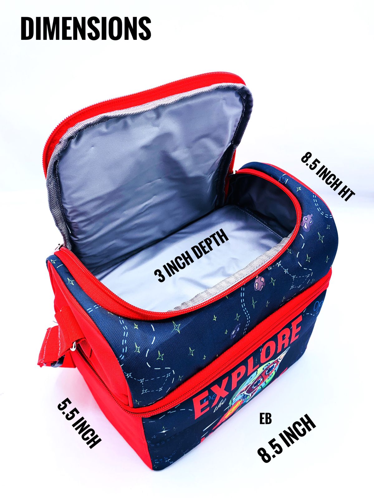 Echo Boomers "Let's Go Kayaking" Insulated Tiffin Bag – Navy Blue | Lunch Bag for Office, School, Men & Kids | Stylish, Compact, Thermal Food Carrier
