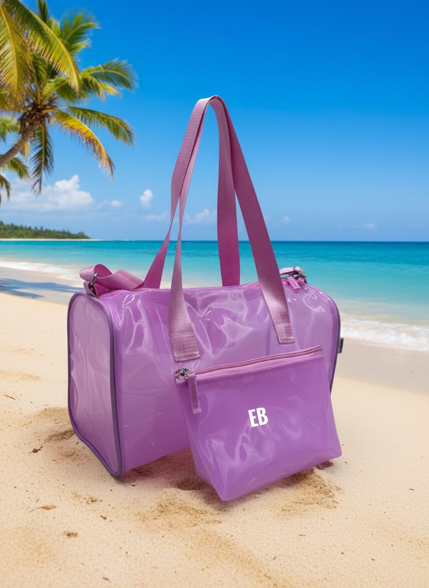 Echo Boomers Translucent PVC Premium Duffle Bag with Pouch | Premium Adjustable & Attractive Strap | Stylish & Travel-Friendly