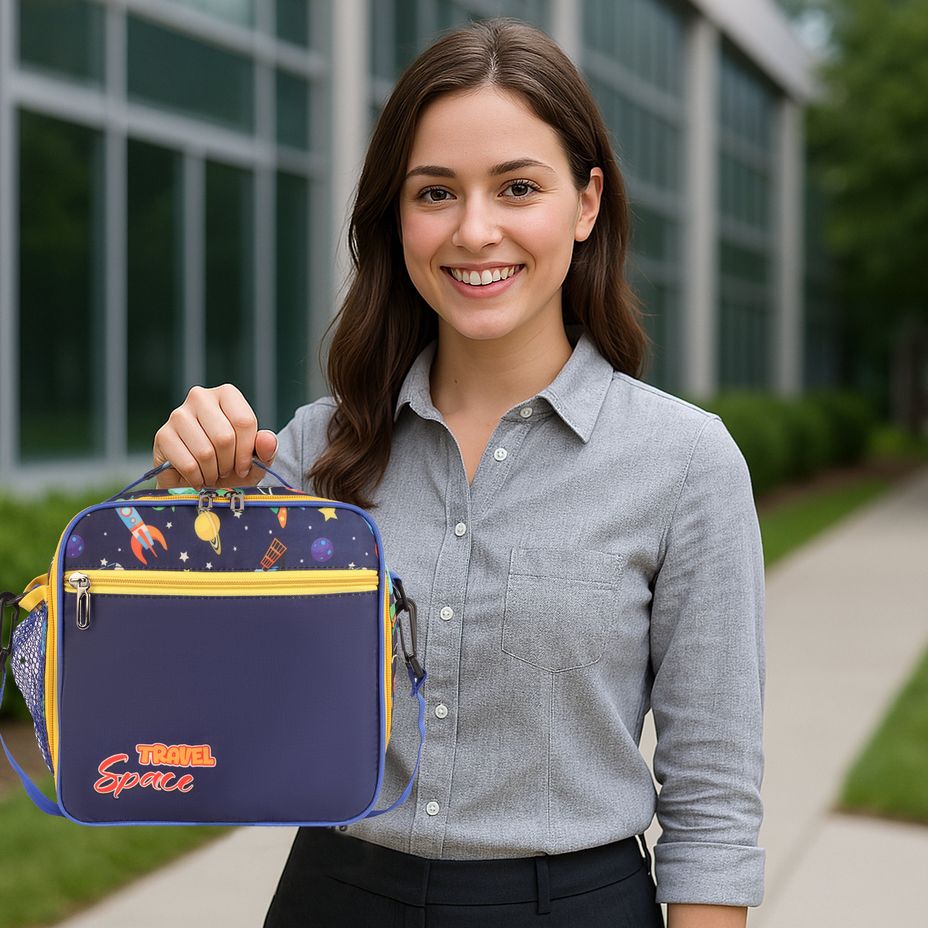 Echo Boomers Premium Space Pint Lunch Bag – Stylish, Lightweight, Attractive, & Durable Meal Companion and versatile bag(Navy).