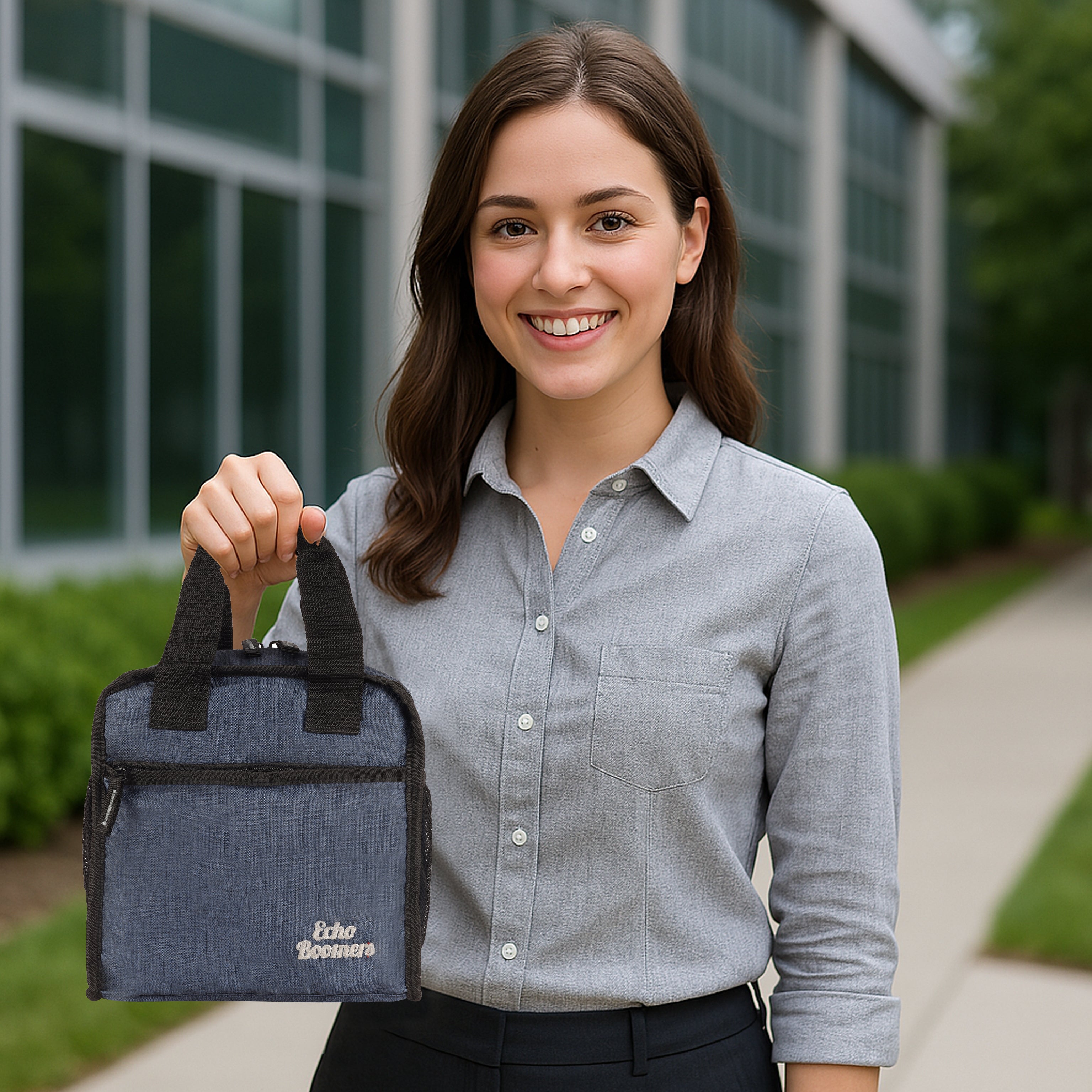 Echo Boomers Premium Lunch Bag – Stylish, Lightweight, Attractive, & Durable Meal Companion and versatile bag(Navy).