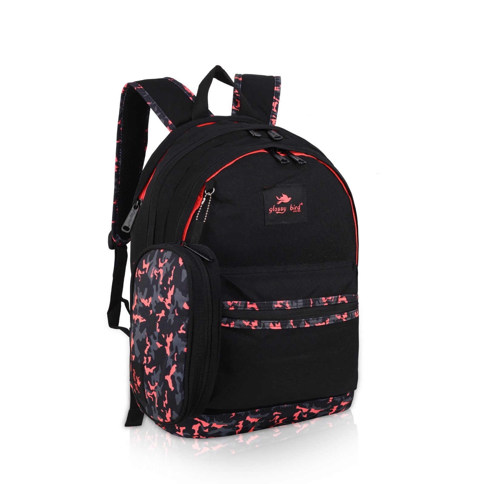 Echo Boomers Glossy Bird Backpack (PURPLE) – Water-Resistant School, Travel & Office Bag for Men & Women with Detachable Pouch, Padded Straps, Multi-Pockets & Reflective Strips